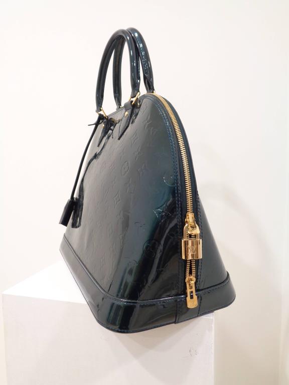Louis Vuitton dark Green patent leather gold hardware Alma Bag at 1stdibs