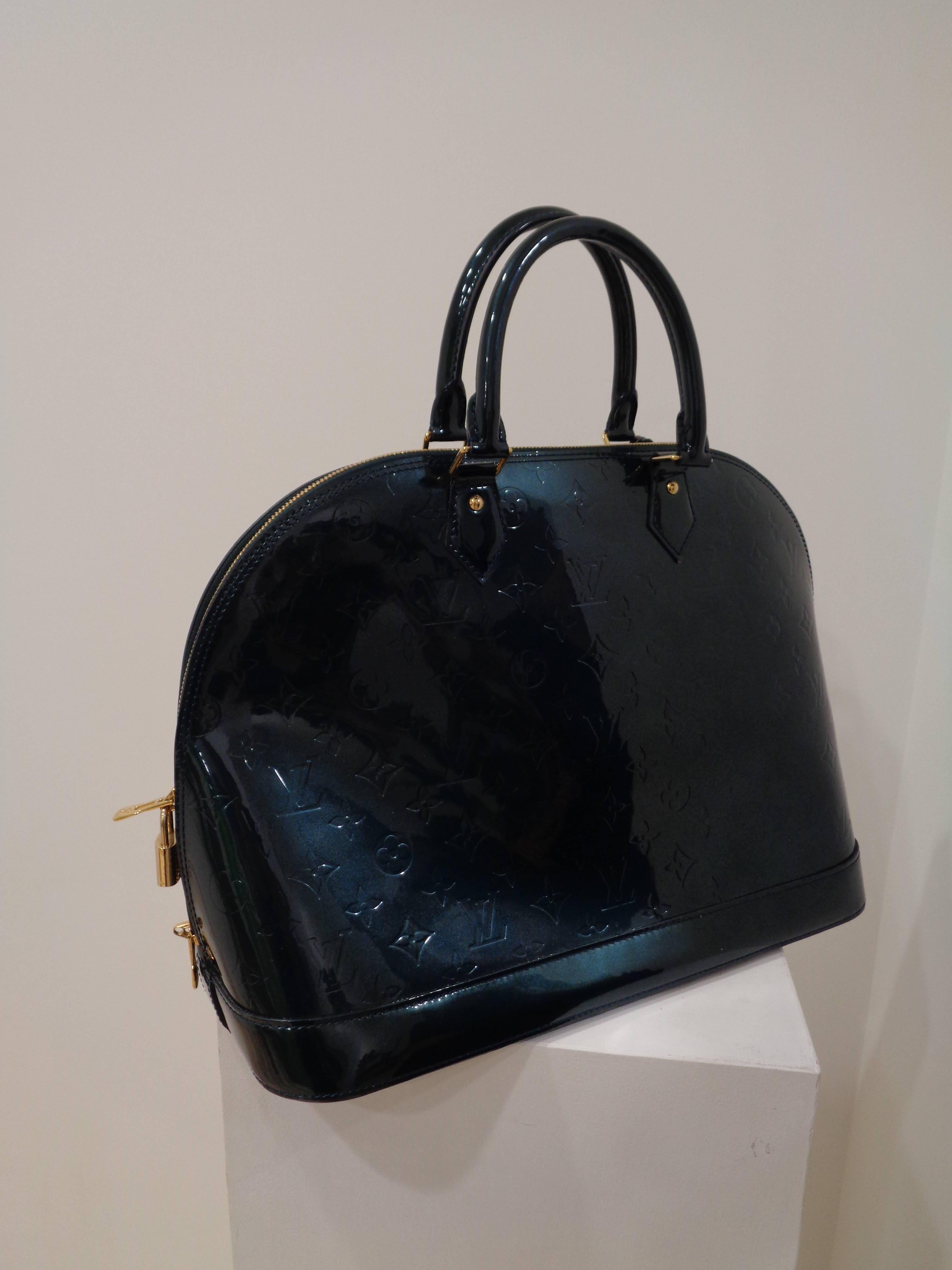 green louis vuitton patent leather bag