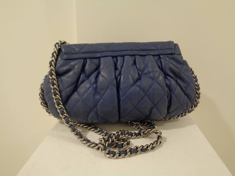 Chanel Blu Silver Tone hardware Shoulder Bag For Sale at 1stdibs