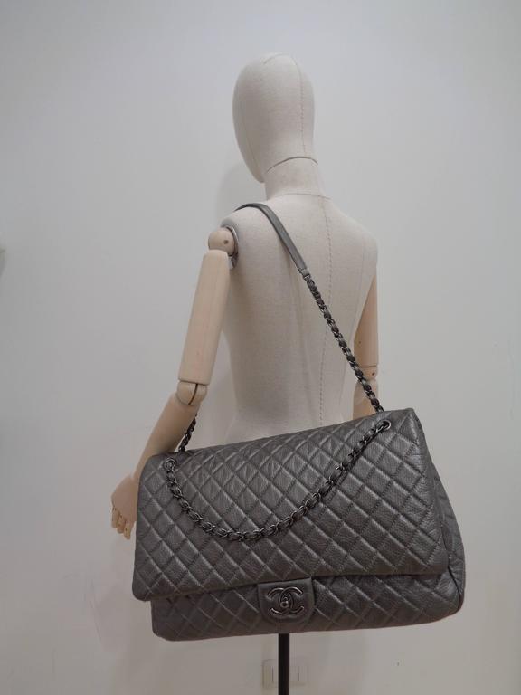 Chanel Silver Maxi Extra Large Shoulder Bag at 1stDibs chanel silver