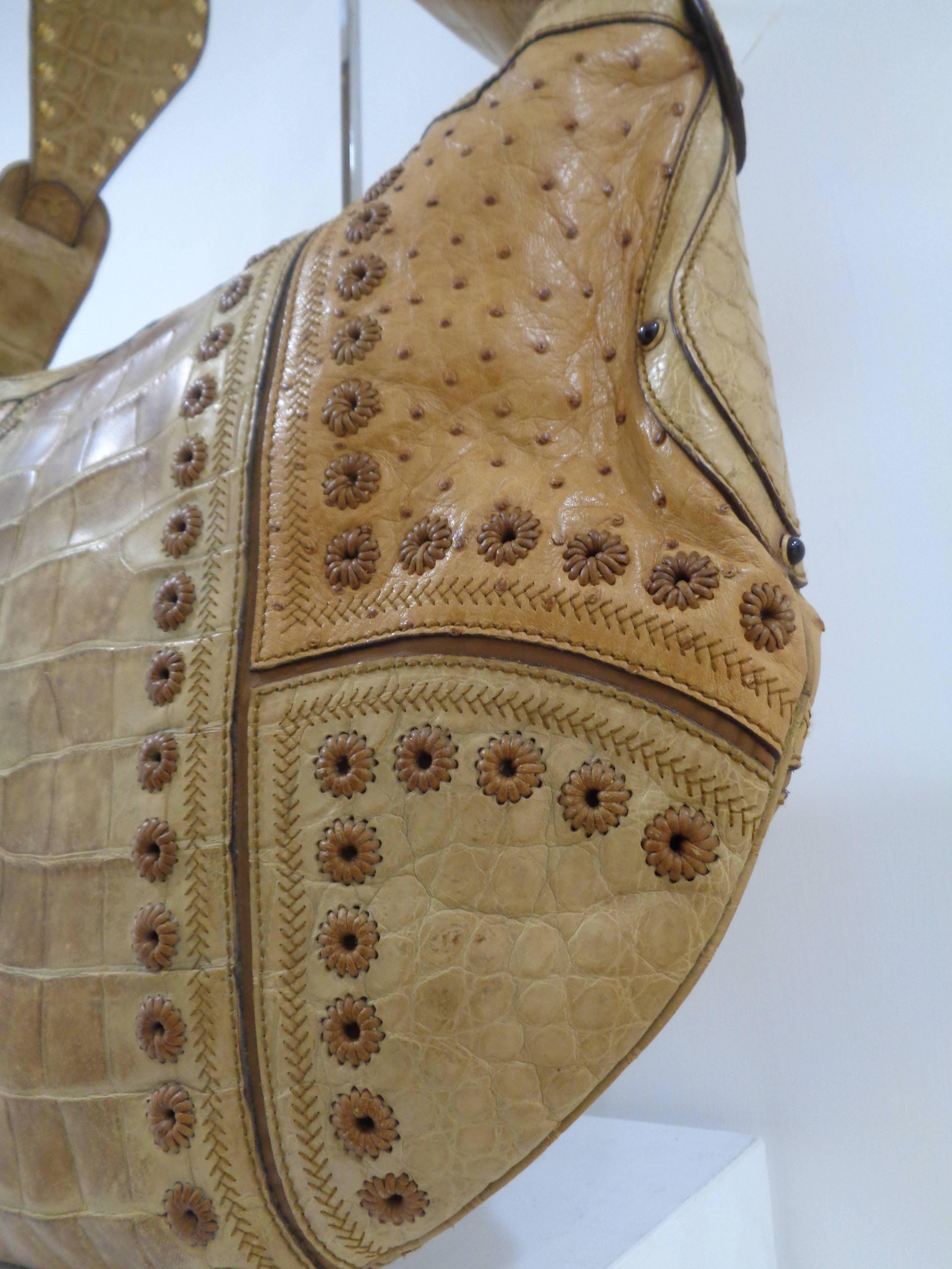 Unworn Gucci Ostrich Croco Patchwork Rare Bag In New Condition In Capri, IT
