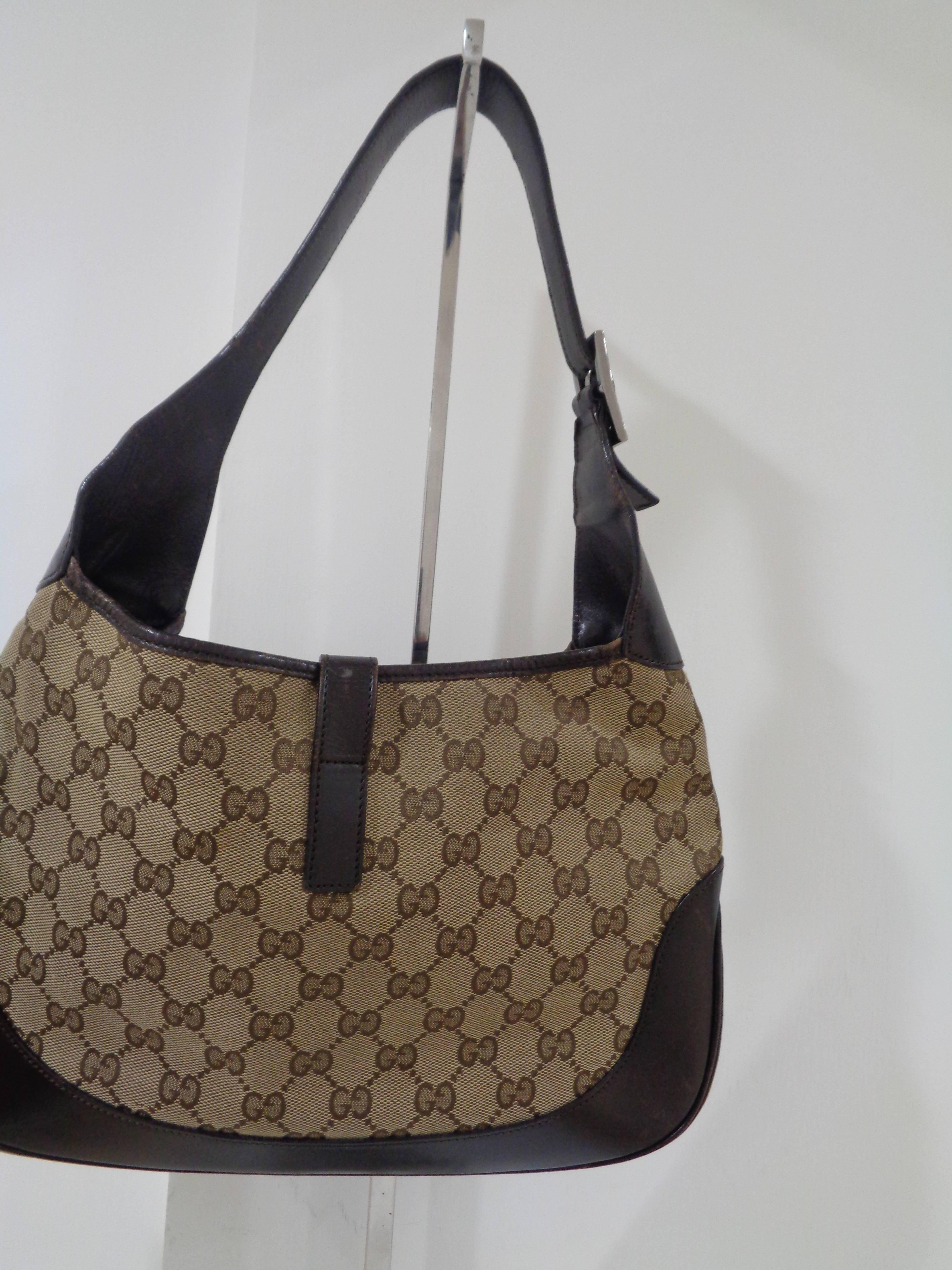 Women's or Men's Gucci GG logo brown leather jackie bag