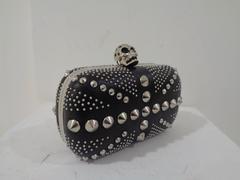 Alexander Mcqueen Black Silver studs and skull clutch