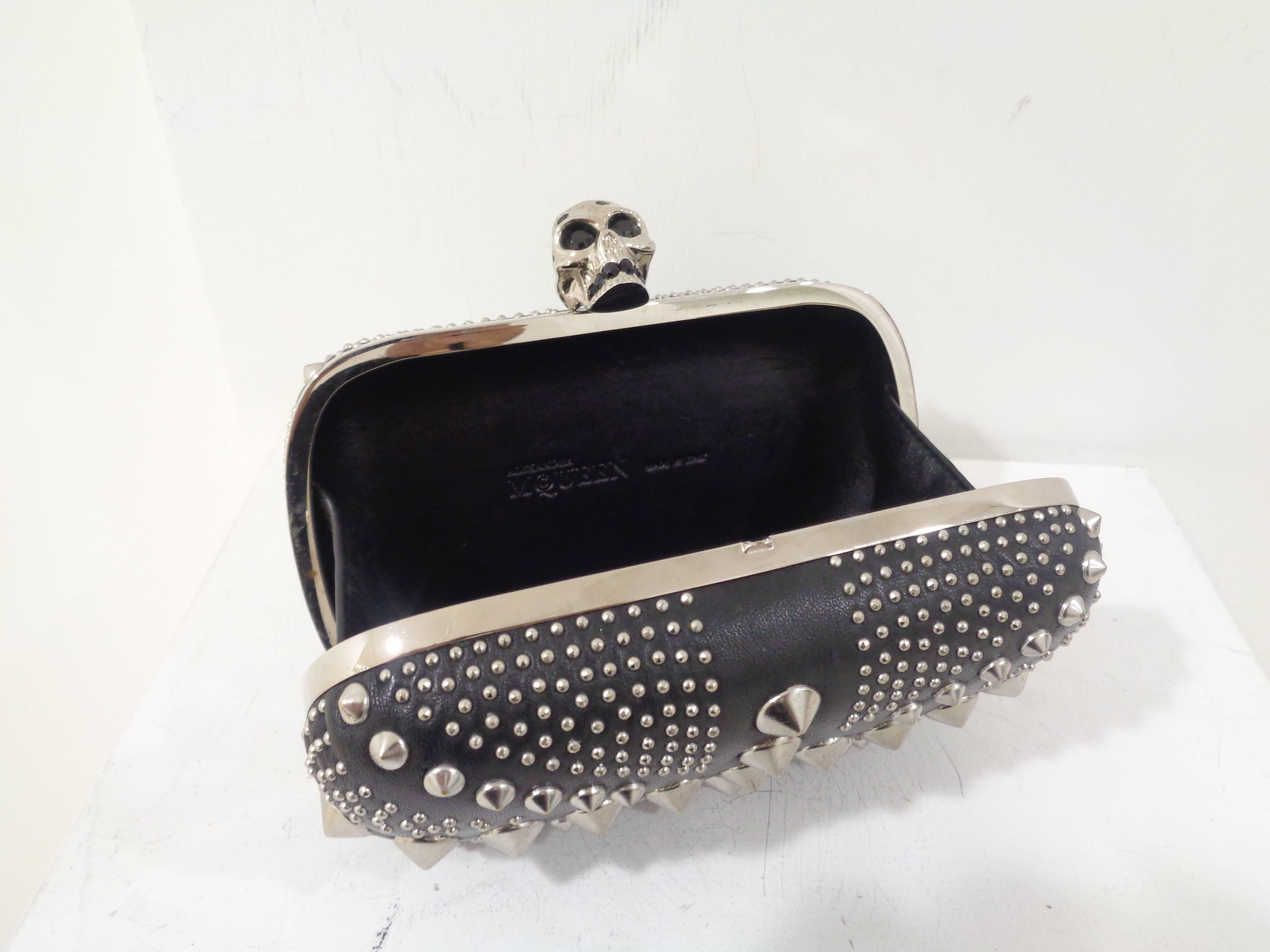 Women's or Men's Alexander Mcqueen Black Silver studs and skull clutch