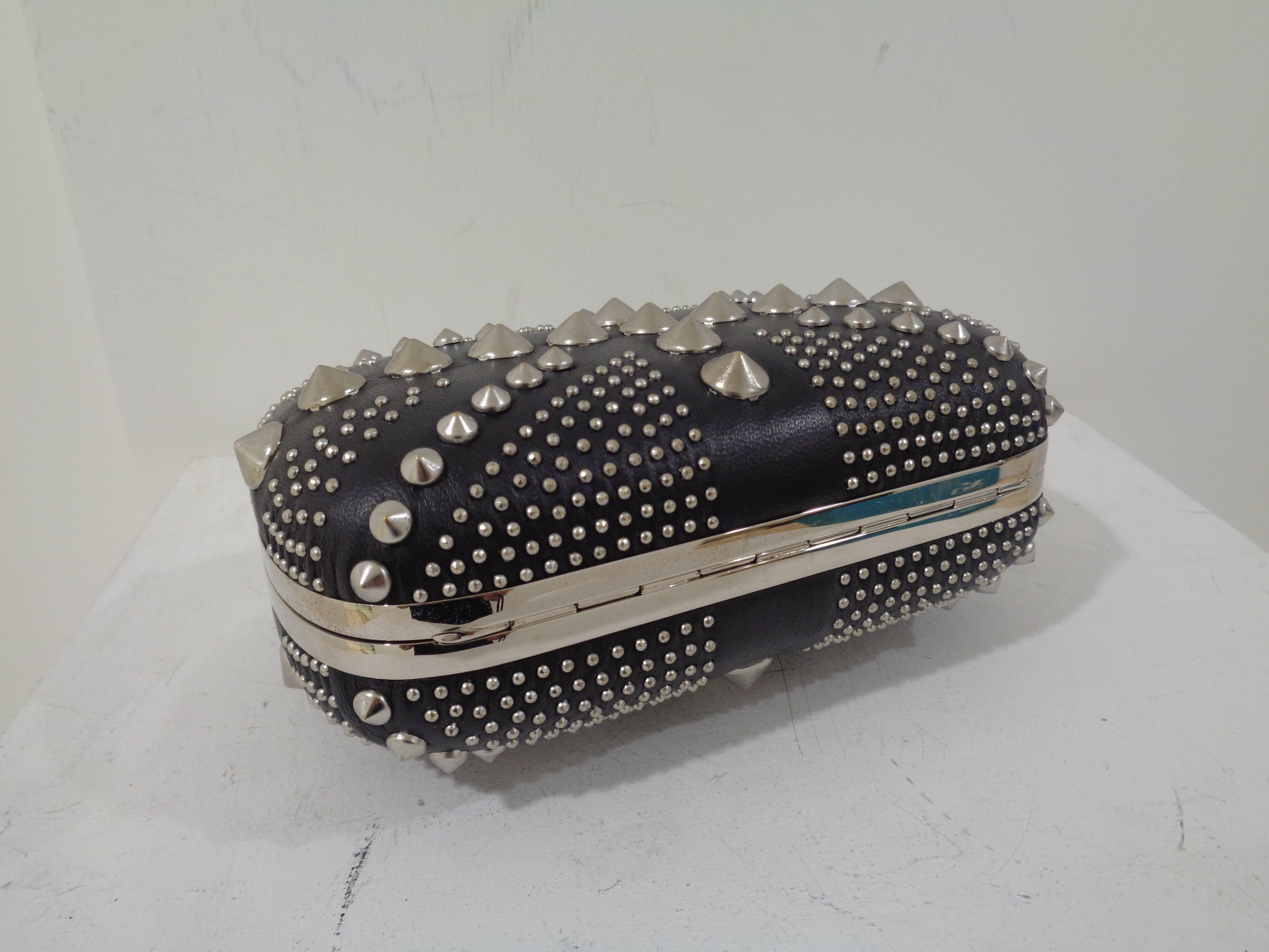 Alexander Mcqueen Black Silver studs and skull clutch 1