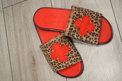 Chrome Hearts red leather pony hair leopard shoes size 3