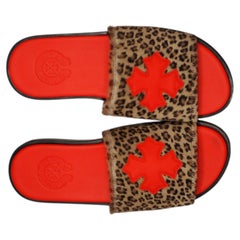 Chrome Hearts red leather pony hair leopard shoes size 3