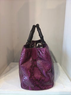 Gucci bamboo python purple leather handbag