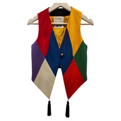 Gilet multicolore a rombi Moschino Cheap & Chic degli anni '90, taglia S/M