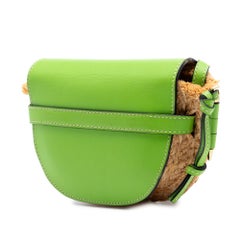 Loewe mini raffia green leather gate crossbody bag