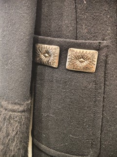 Etro black wool alpaca coat size 46