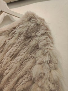 Pale Taupe Lapin Fox Cape with Fringes, Unisex, 21st Century Vintage