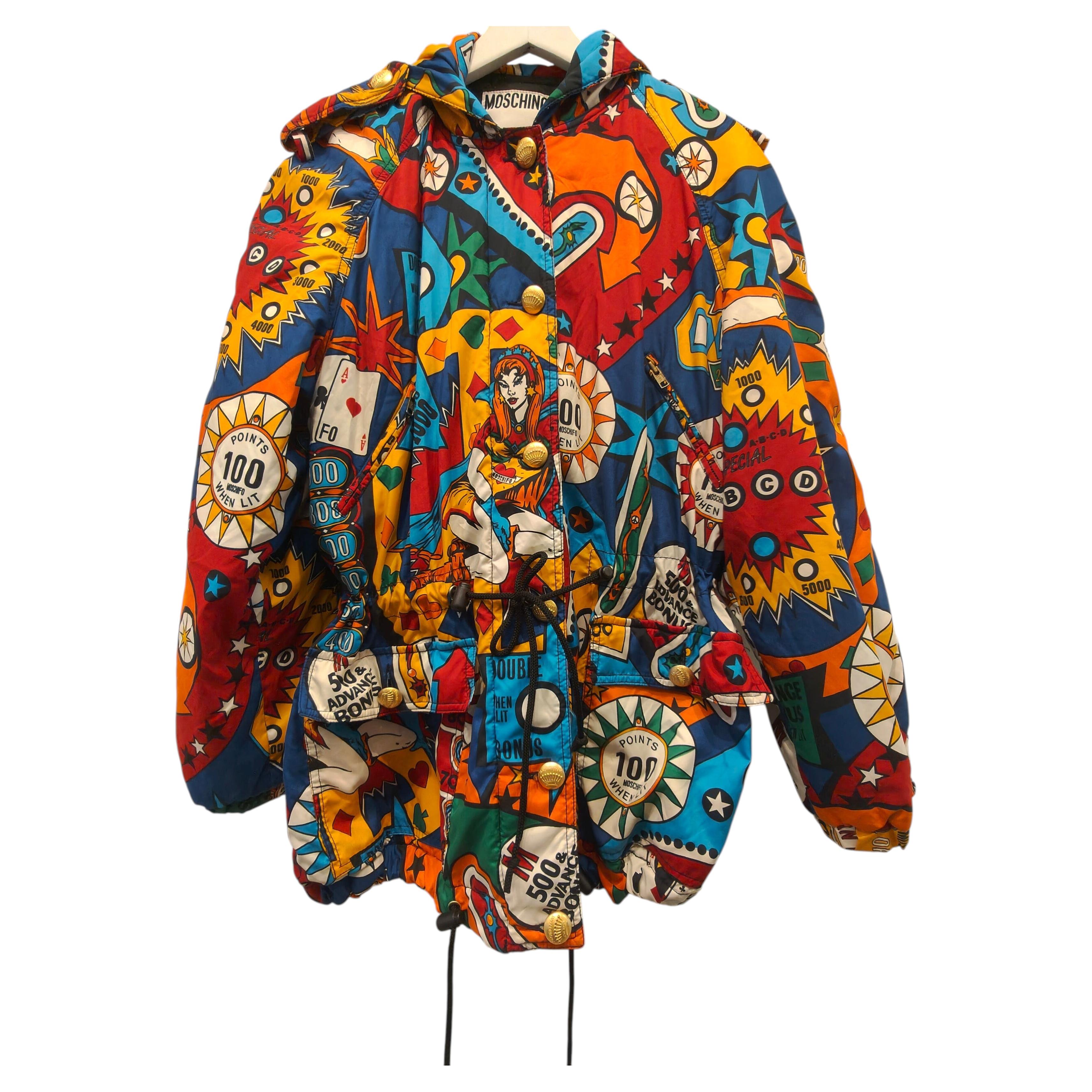 Pre-owned Moschino Jeans Multicolour Bomber Jacket Size 44 In Black