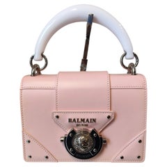 Balmain pink patent leather white horn handle shoulder bag
