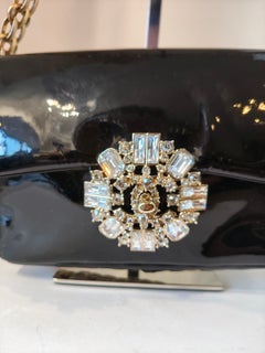 Chanel black patent leather swarovski stones shoulder bag