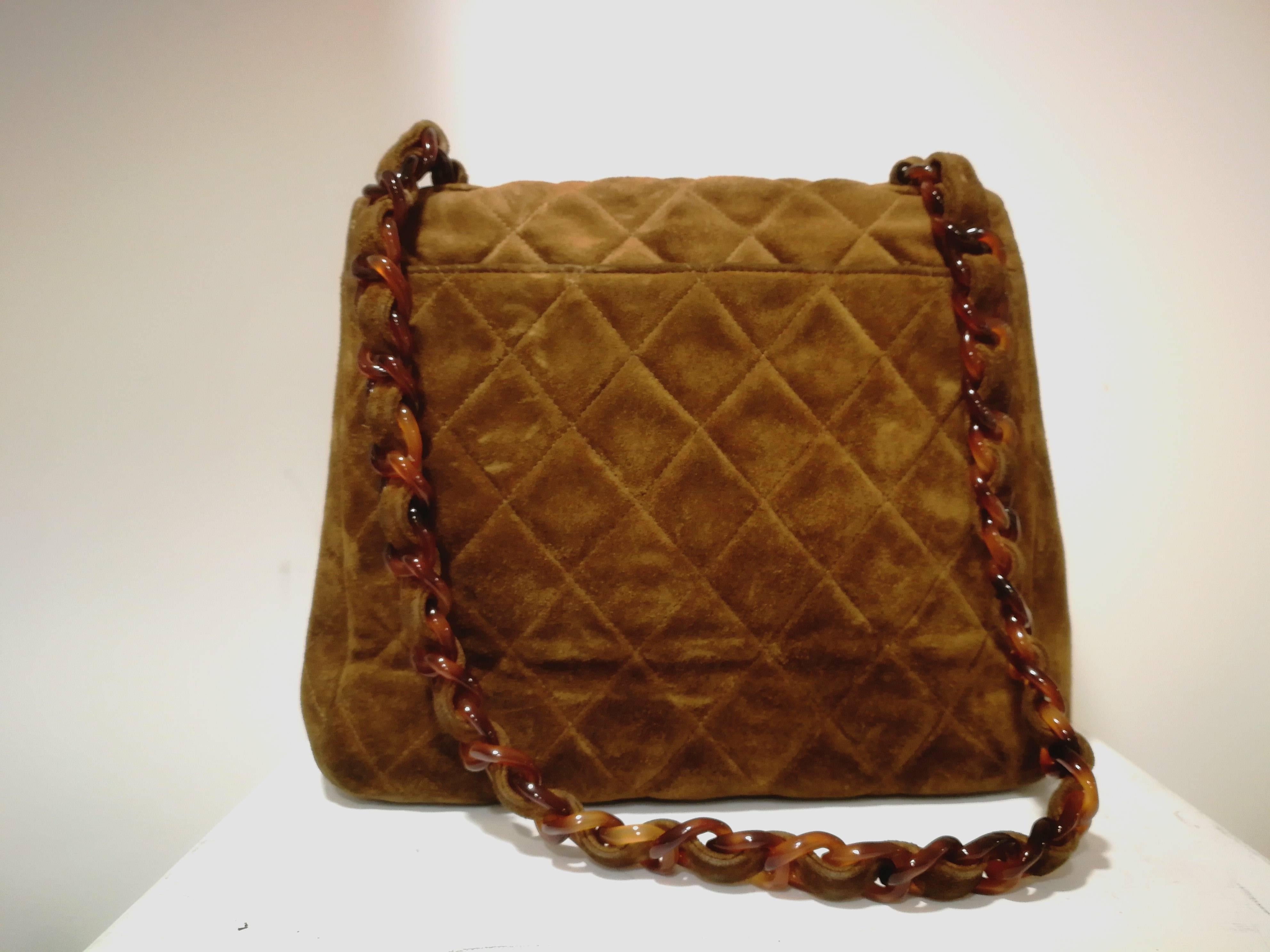 Chanel brown suede baguelite shoulder bag 1