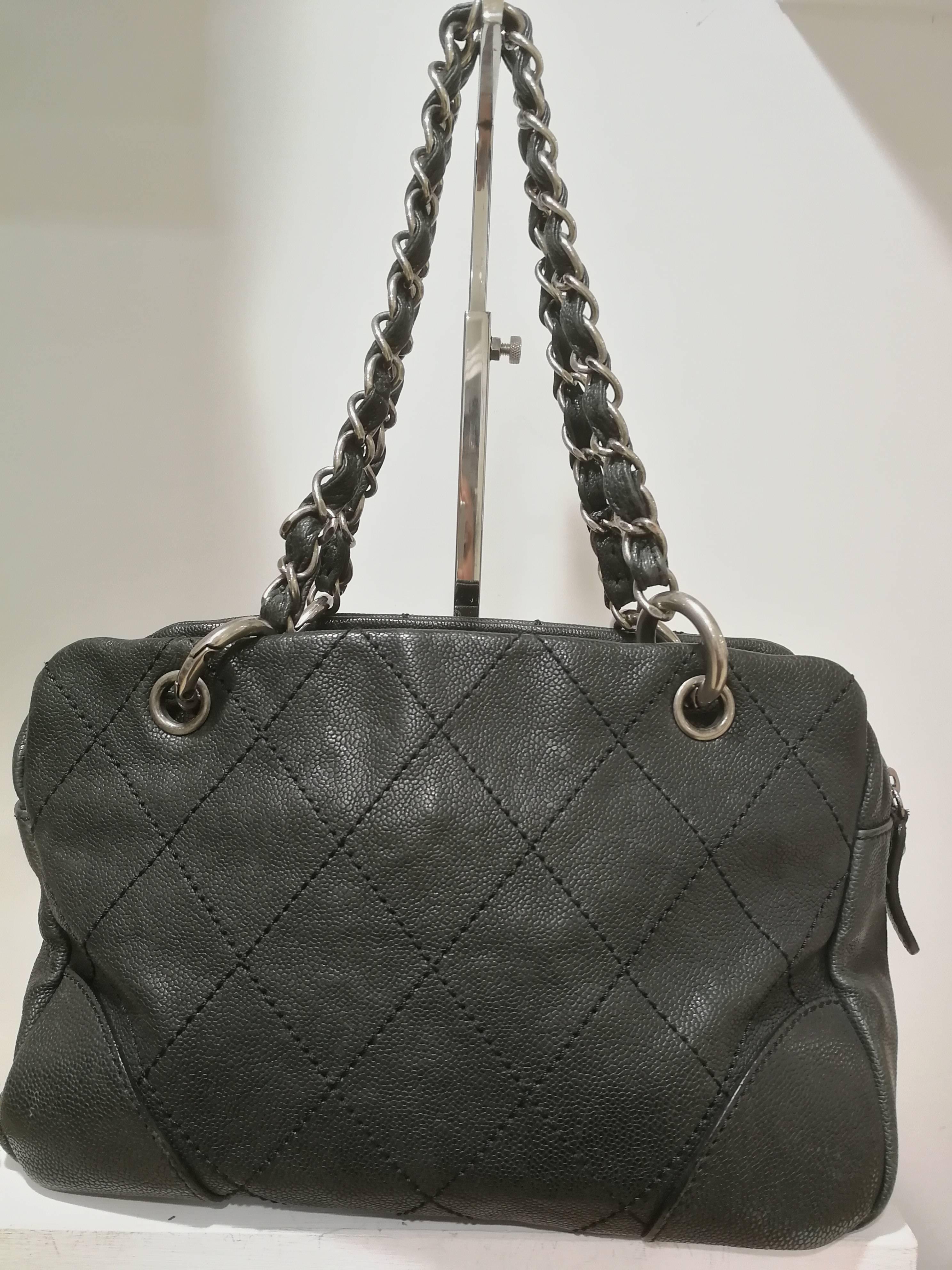 Chanel Black leather silver Hardware Shoulder Bag 1