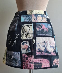Jupe vintage Moschino en coton à motifs d'animaux, des années 1990