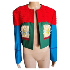 1990s Moschino Cheap and Chic multicoloured wool bolero jacket size 42 It