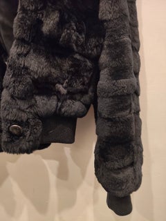 Alexander McQueen black fur bomber jacket size 44