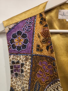 1980s Gold and purple embroidered vest size M