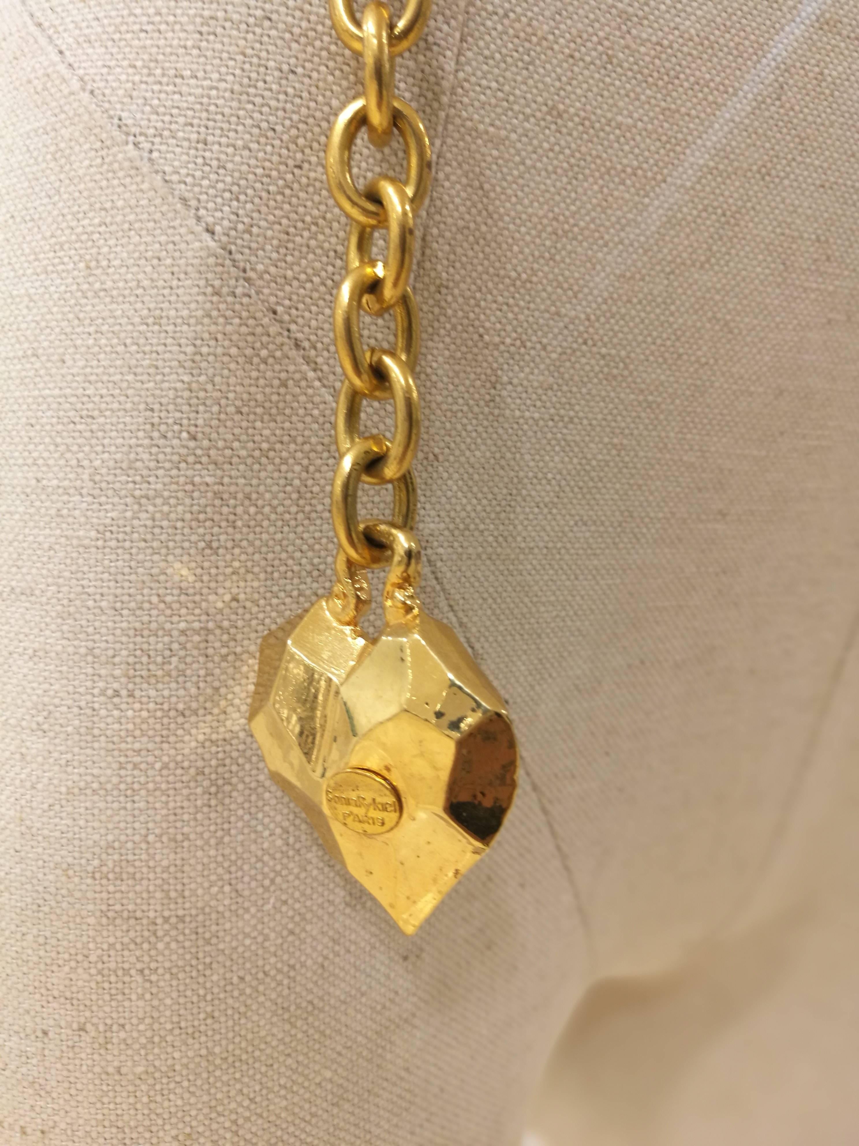 Sonia Rykiel gold tone heart pendant belt/necklace  In Excellent Condition In Capri, IT