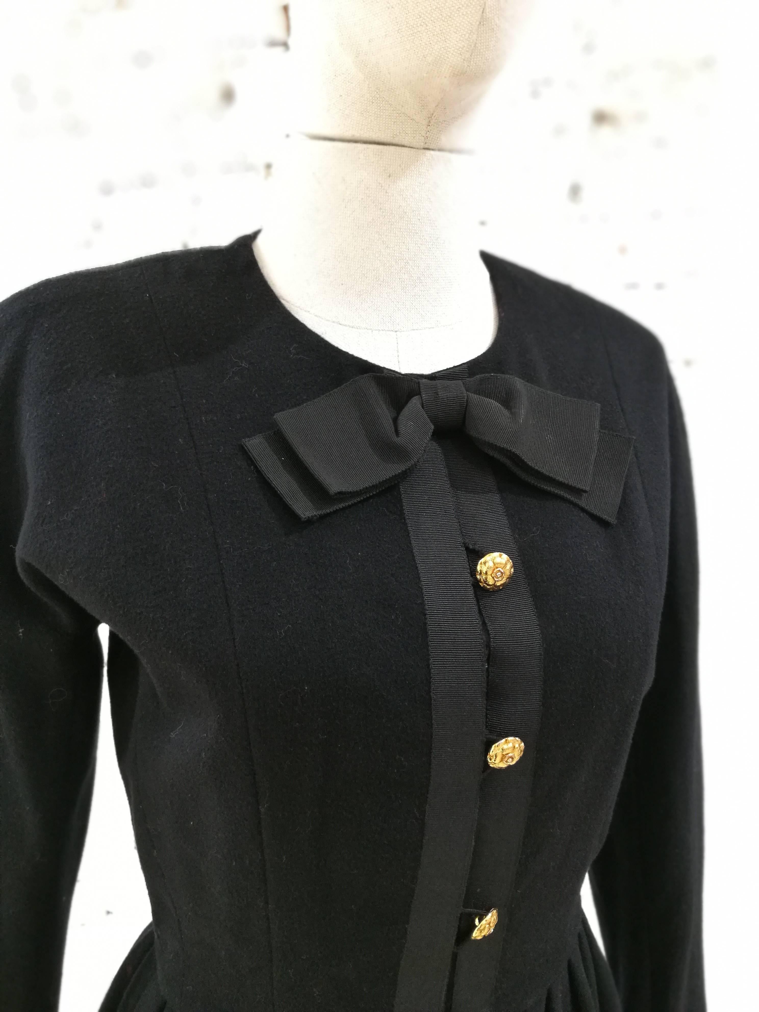 Women's Chanel black wool gold tone bottons dress 