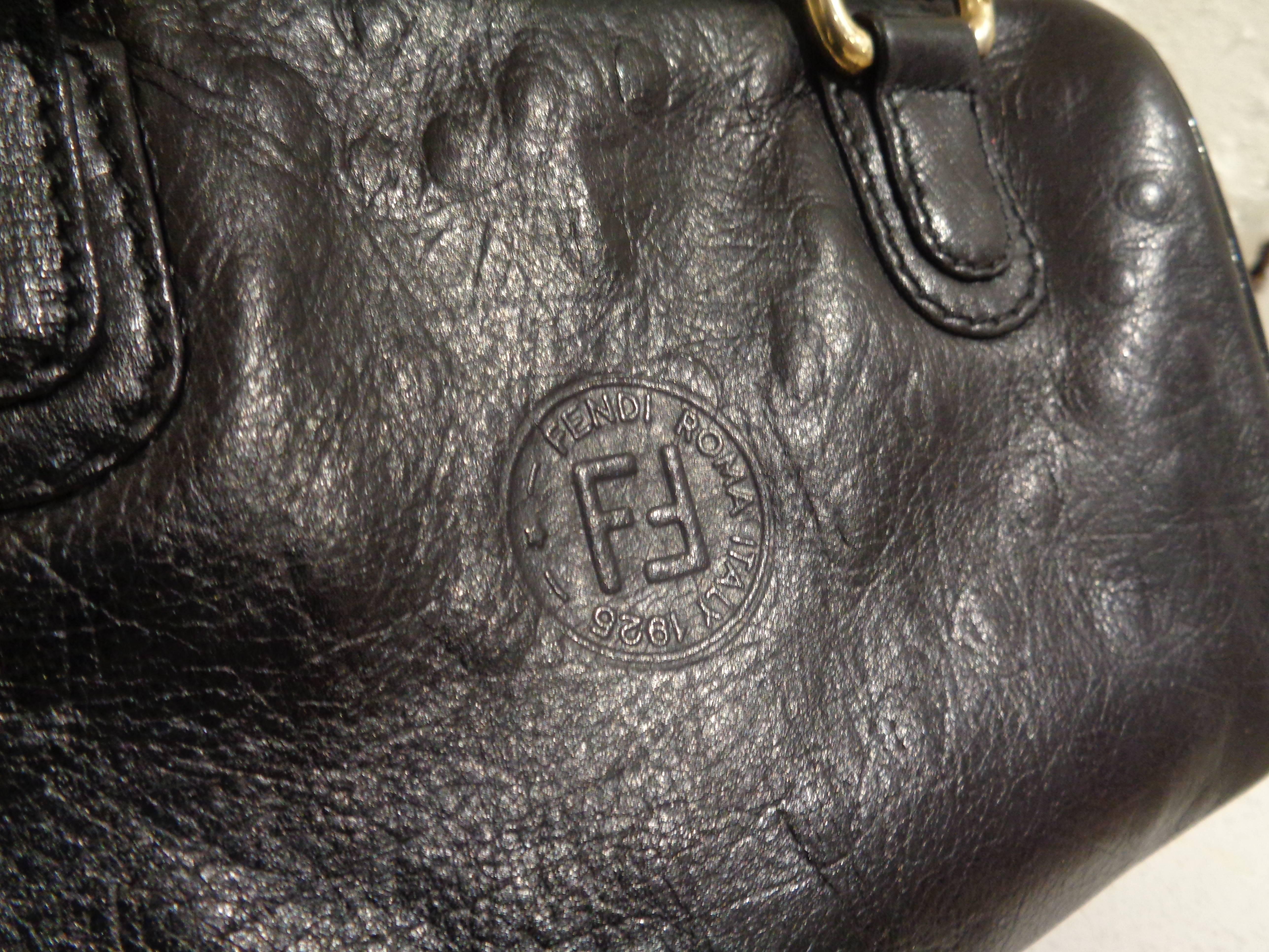 Black Fendi black leather small handle bag 