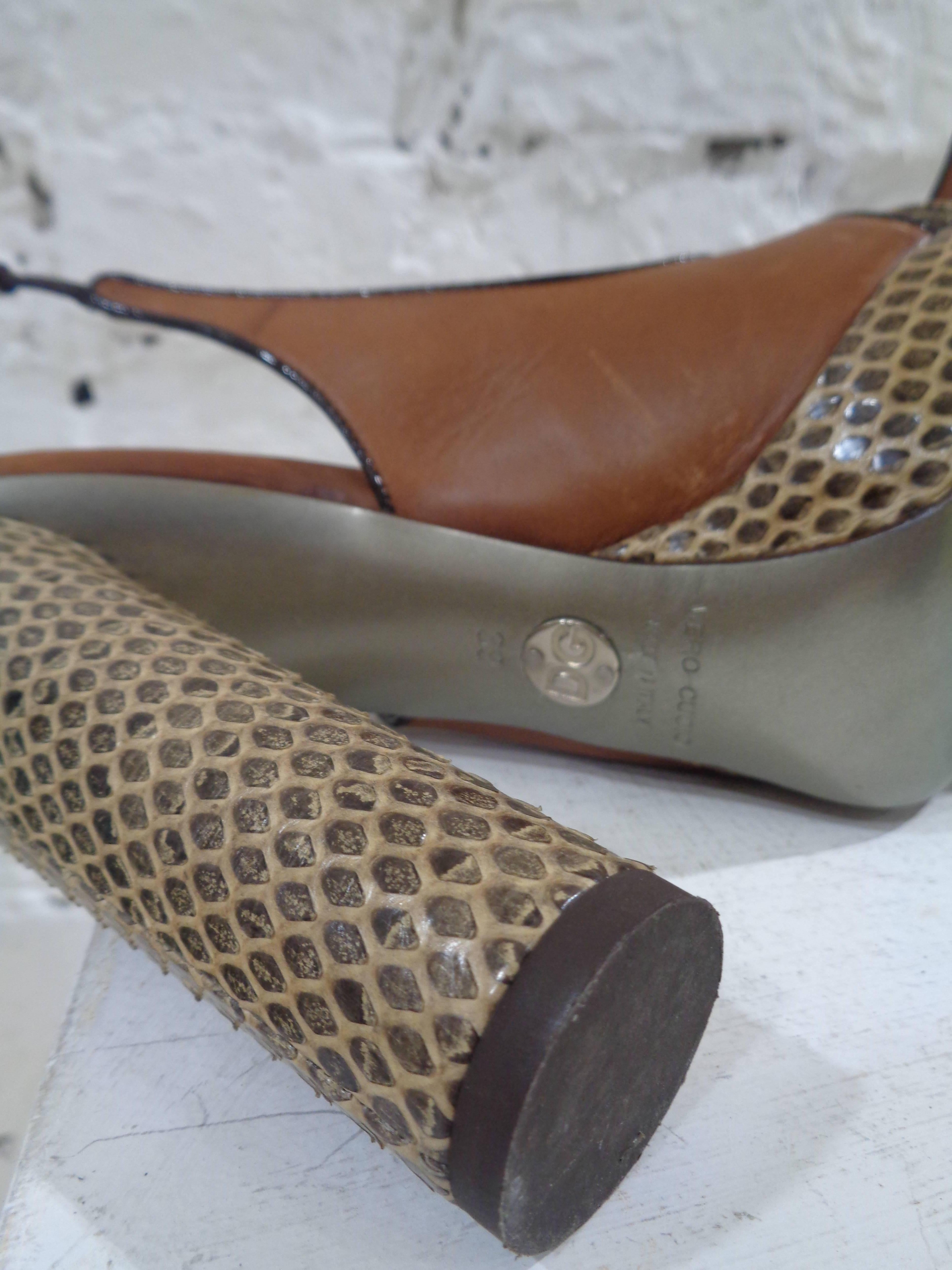 Women's Dolce & Gabbana brown python skin sandals