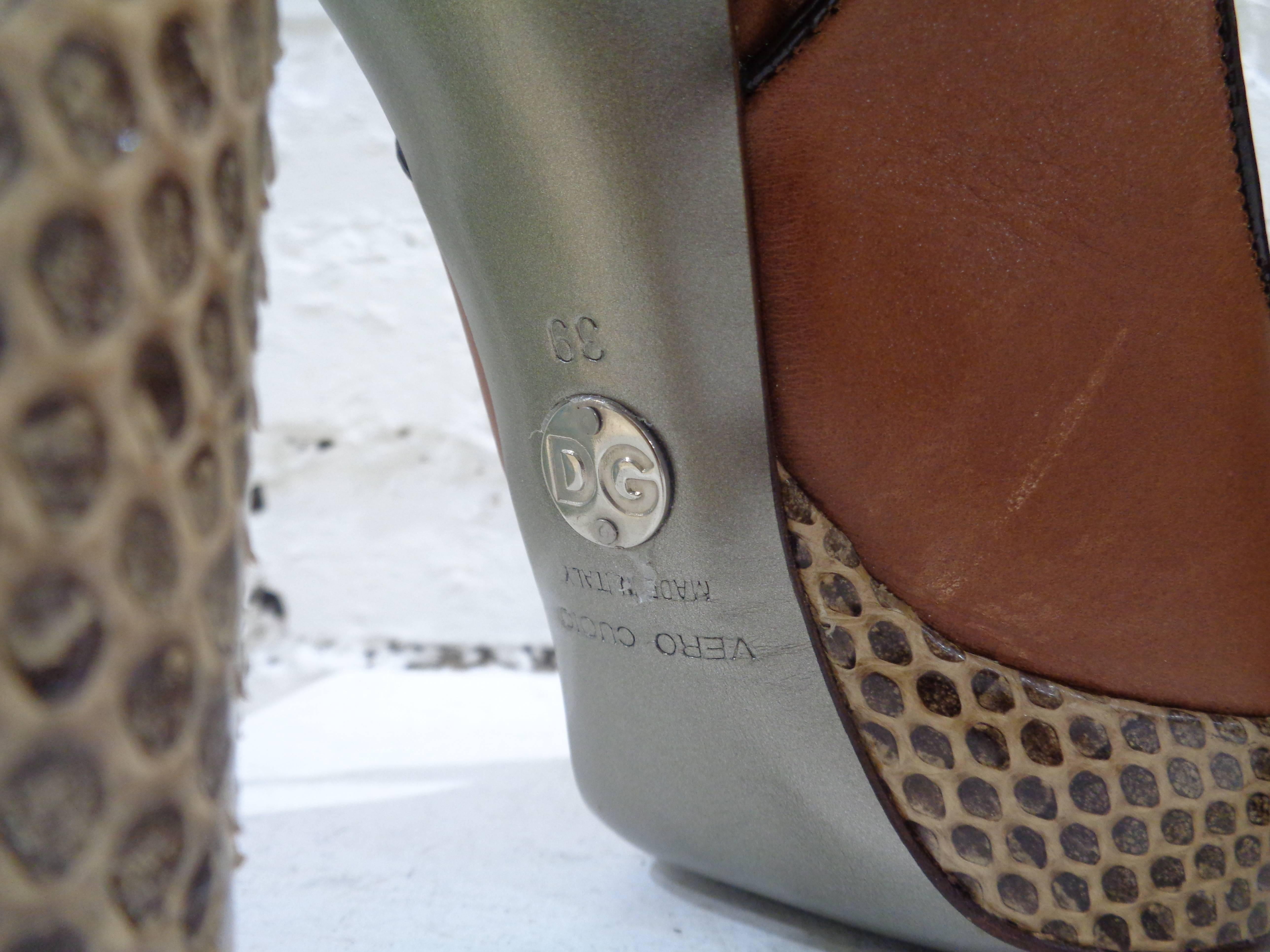 Brown Dolce & Gabbana brown python skin sandals