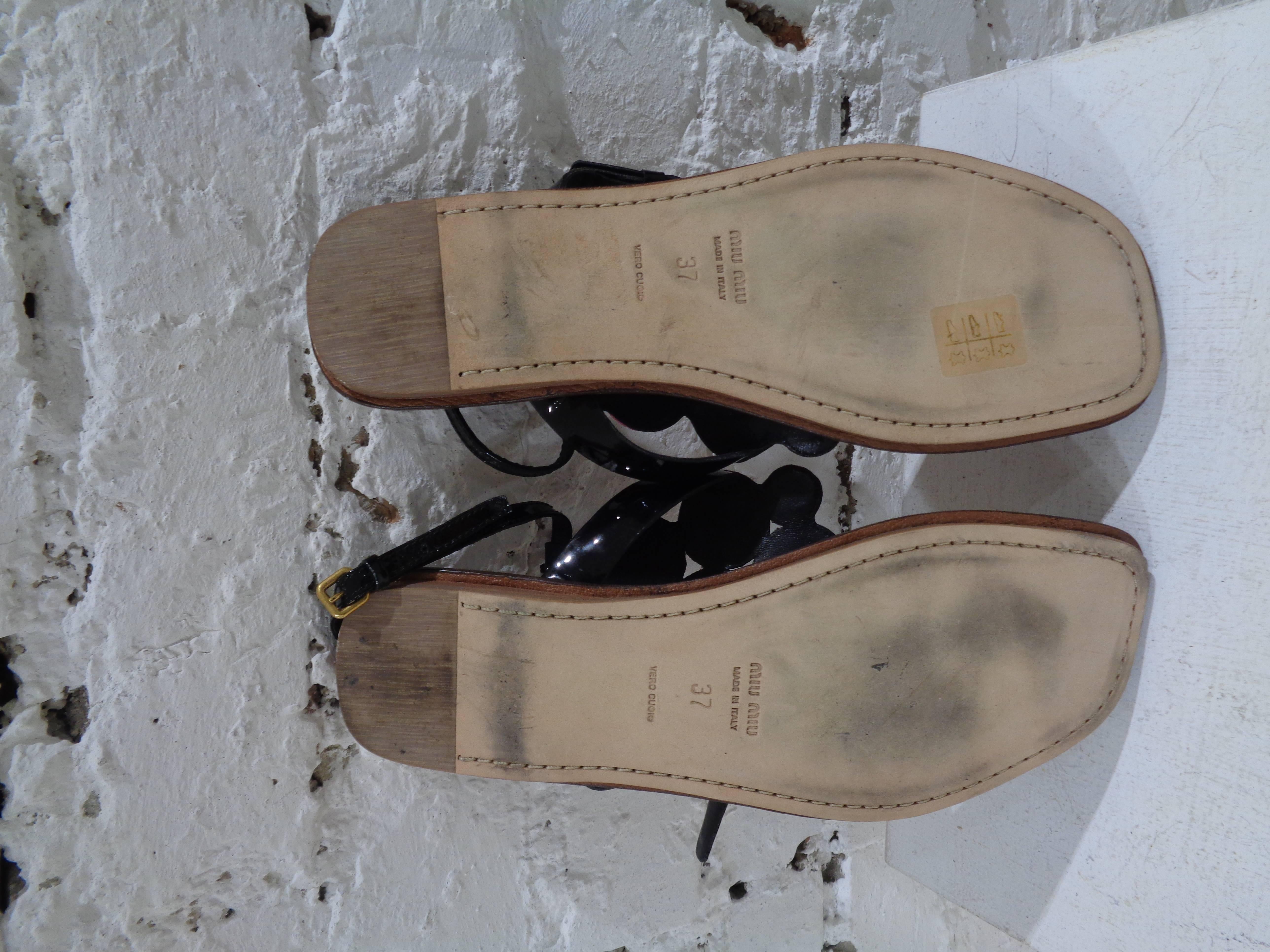 Brown Miu Miu embellished sandals