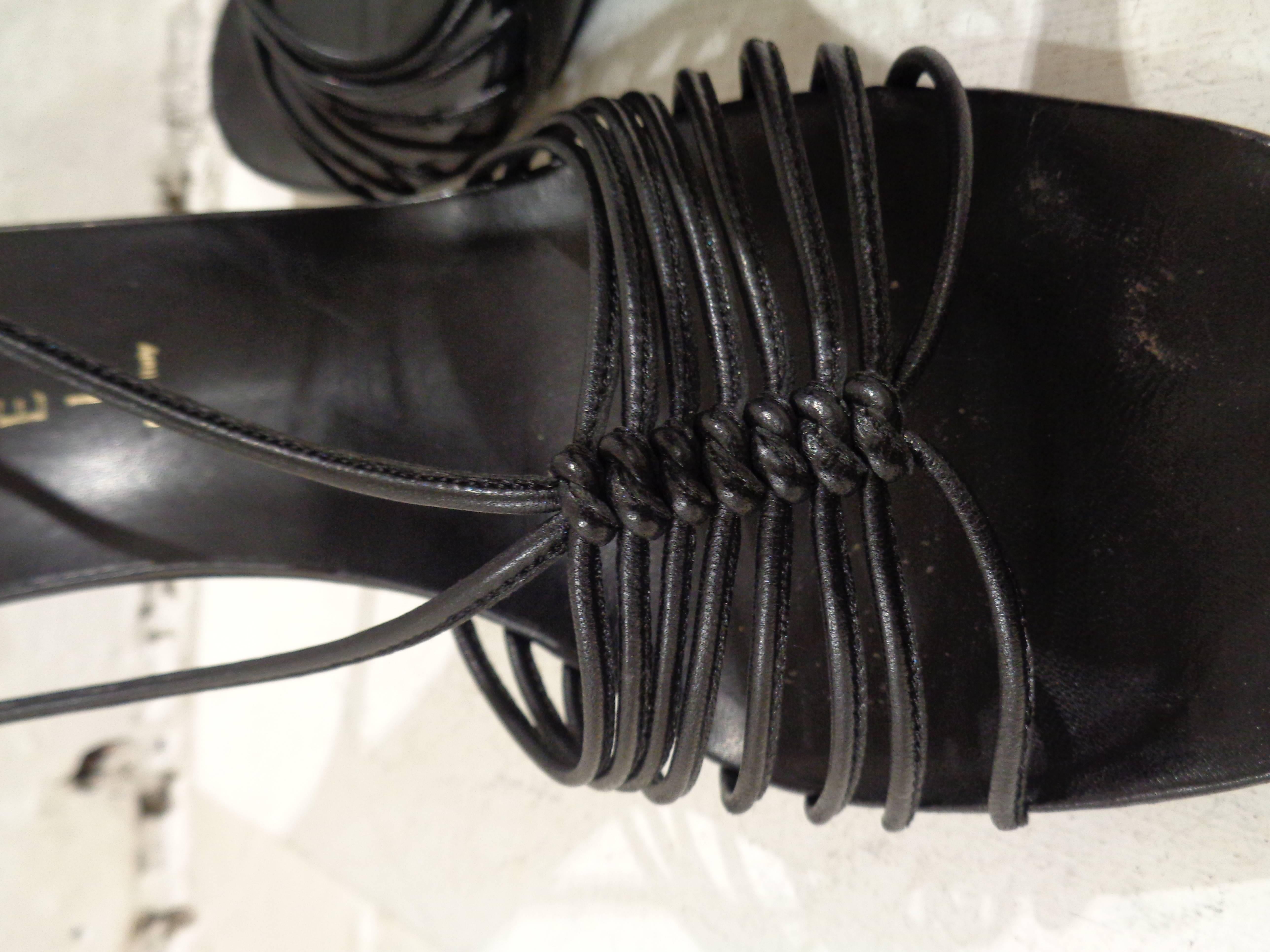 Black Casadei black leather sandals