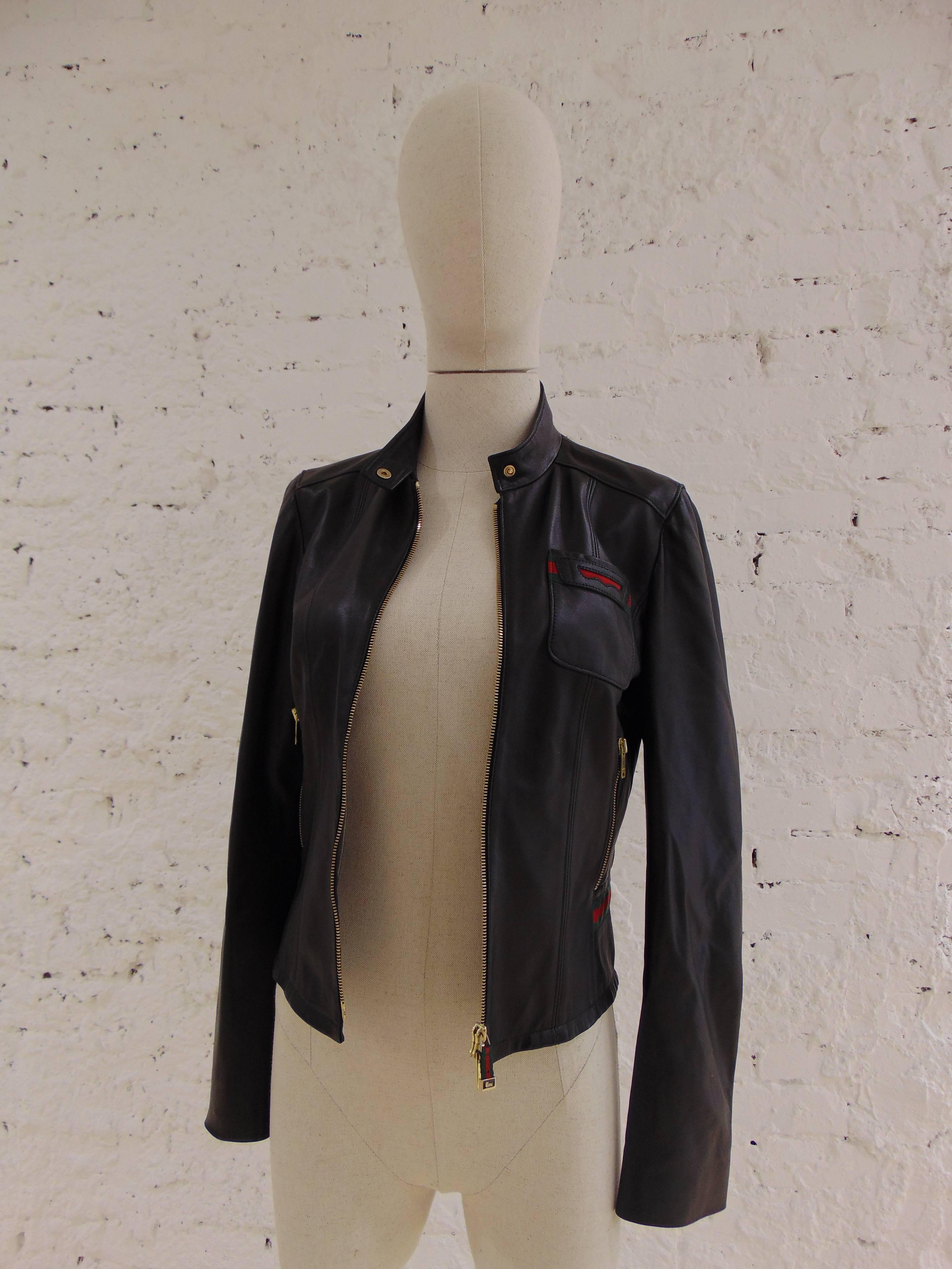 Women's Gucci by Tom Ford black leather jacket