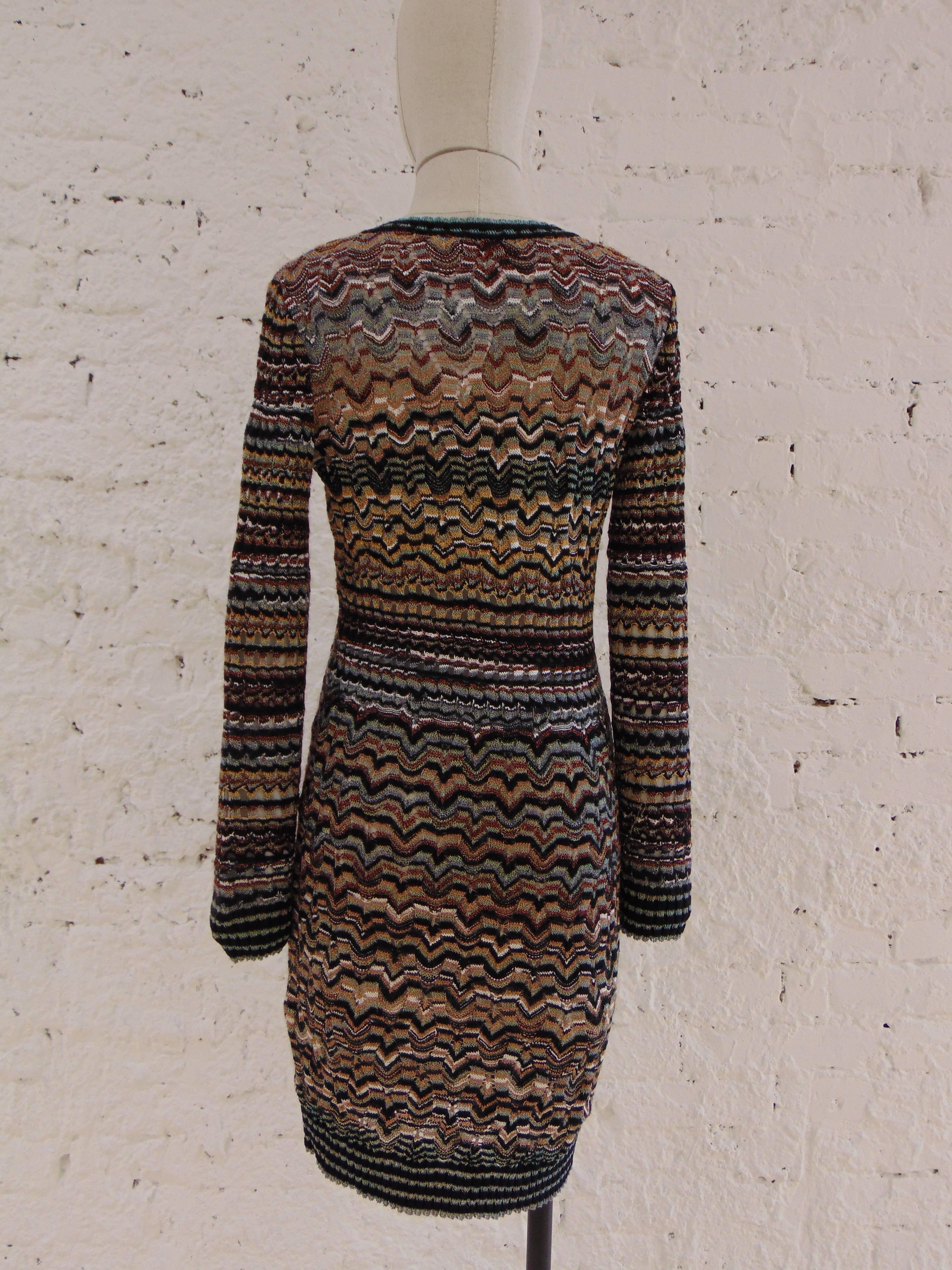 Black Missoni wool multicoloured long sleeves dress