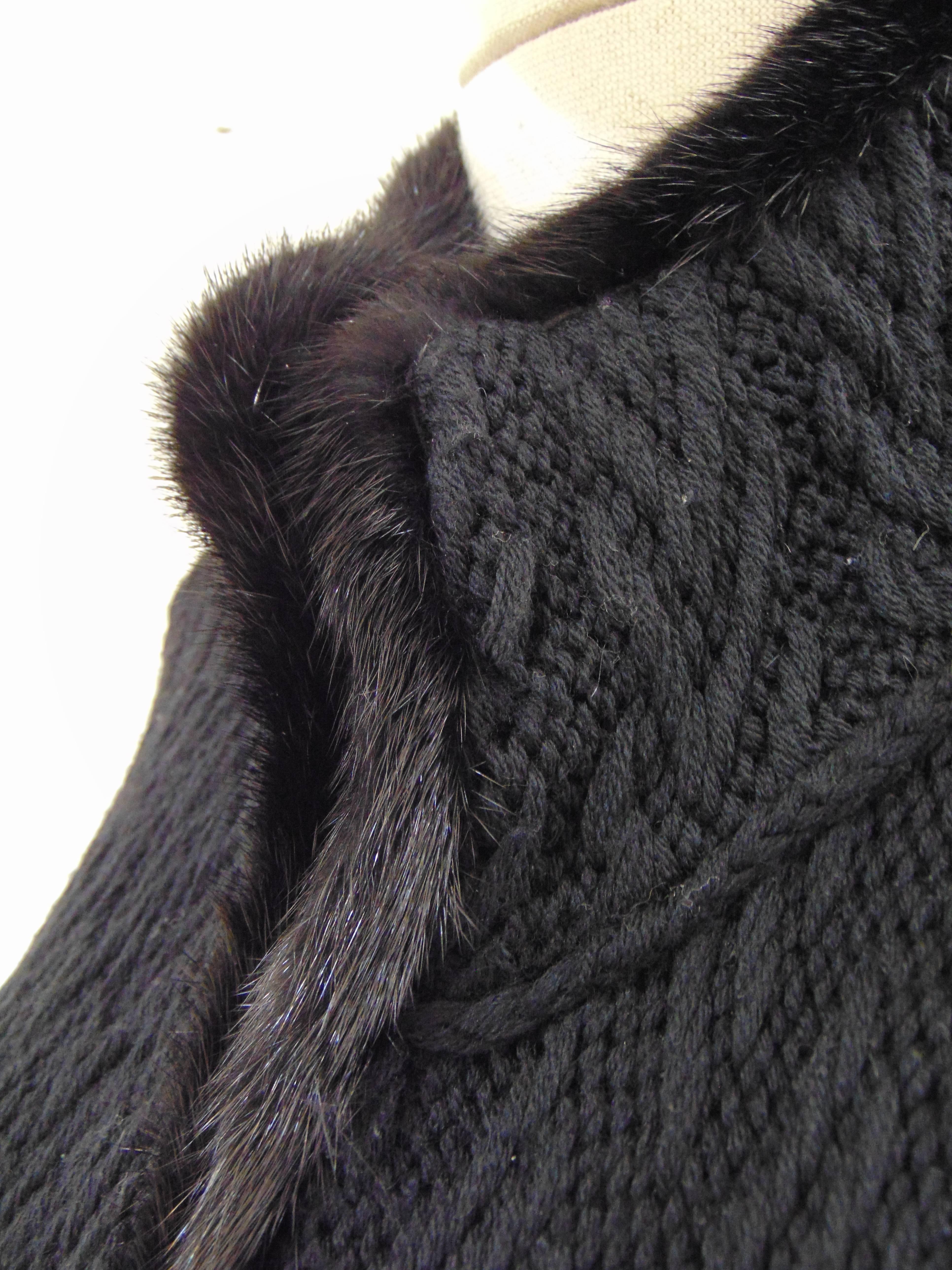 Black Blumarine black wool with real fur Cardigan