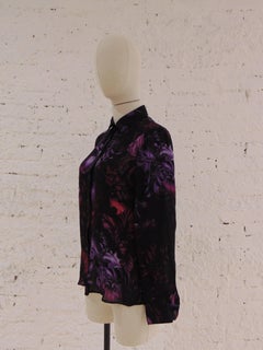 Gucci black multitone flower silk shirt