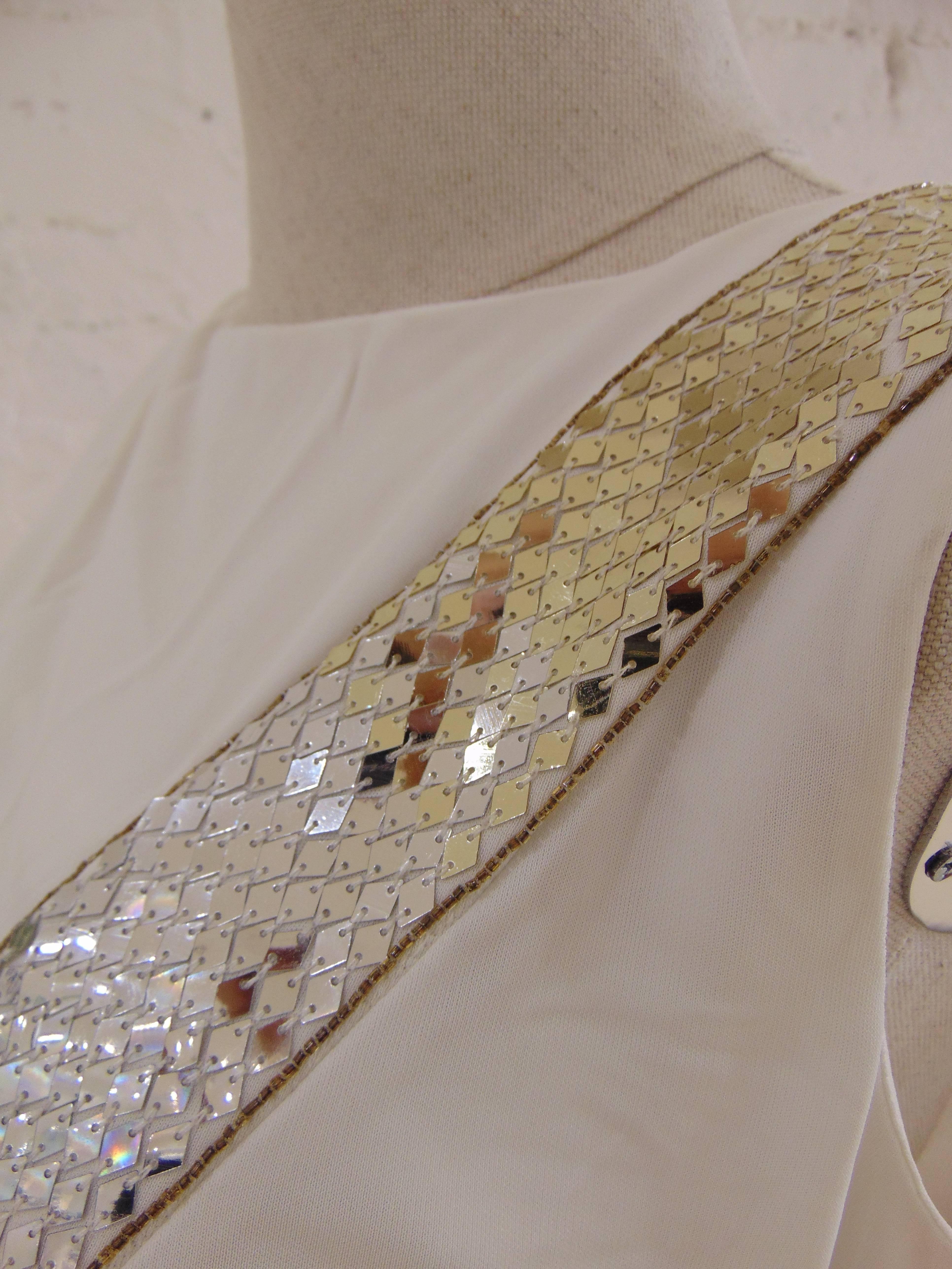 Emilio Pucci white dress gold tone sequines 1