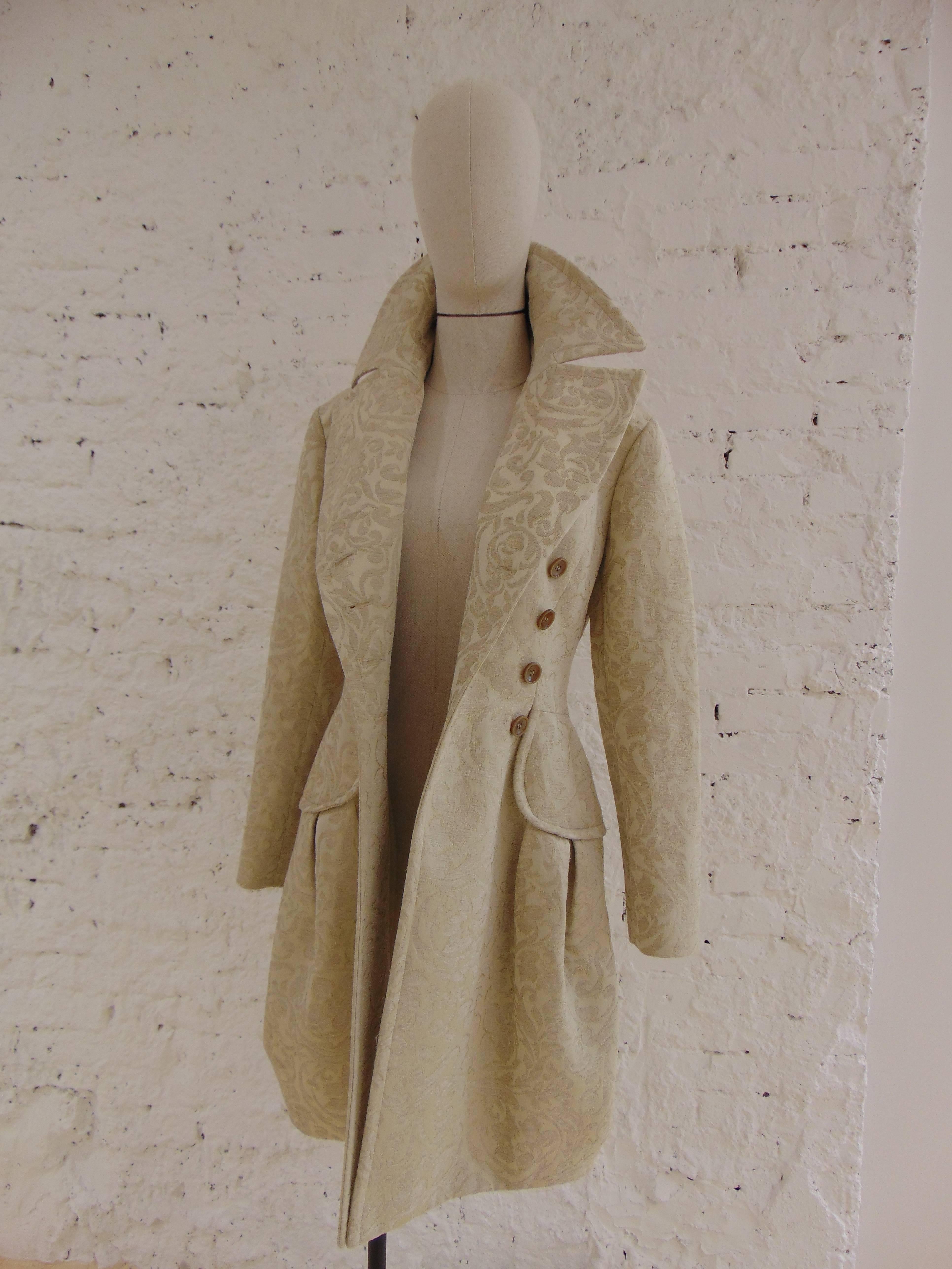 Women's John Galliano cream damasque coat