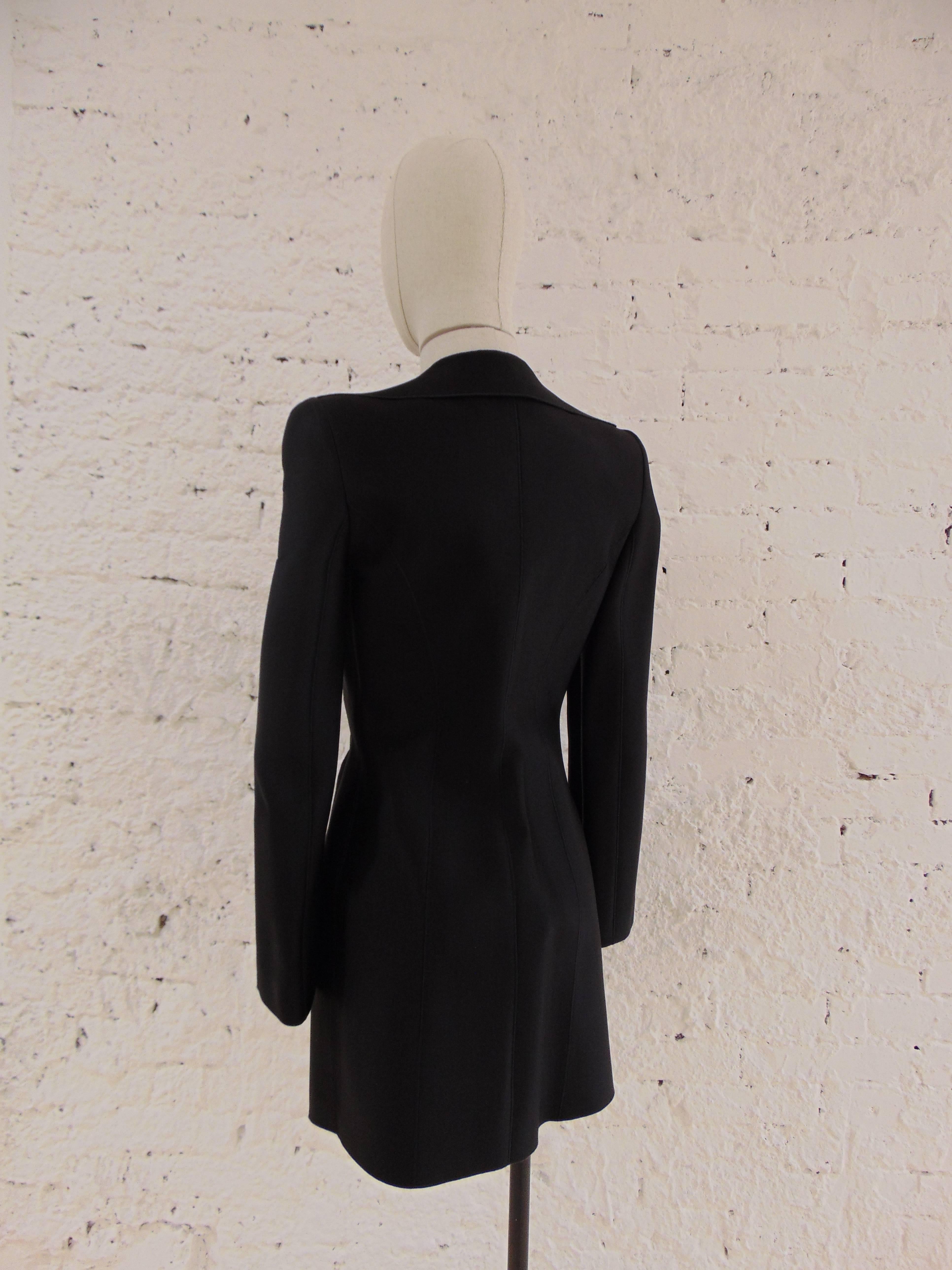 Women's Giorgio Armani black latex coat