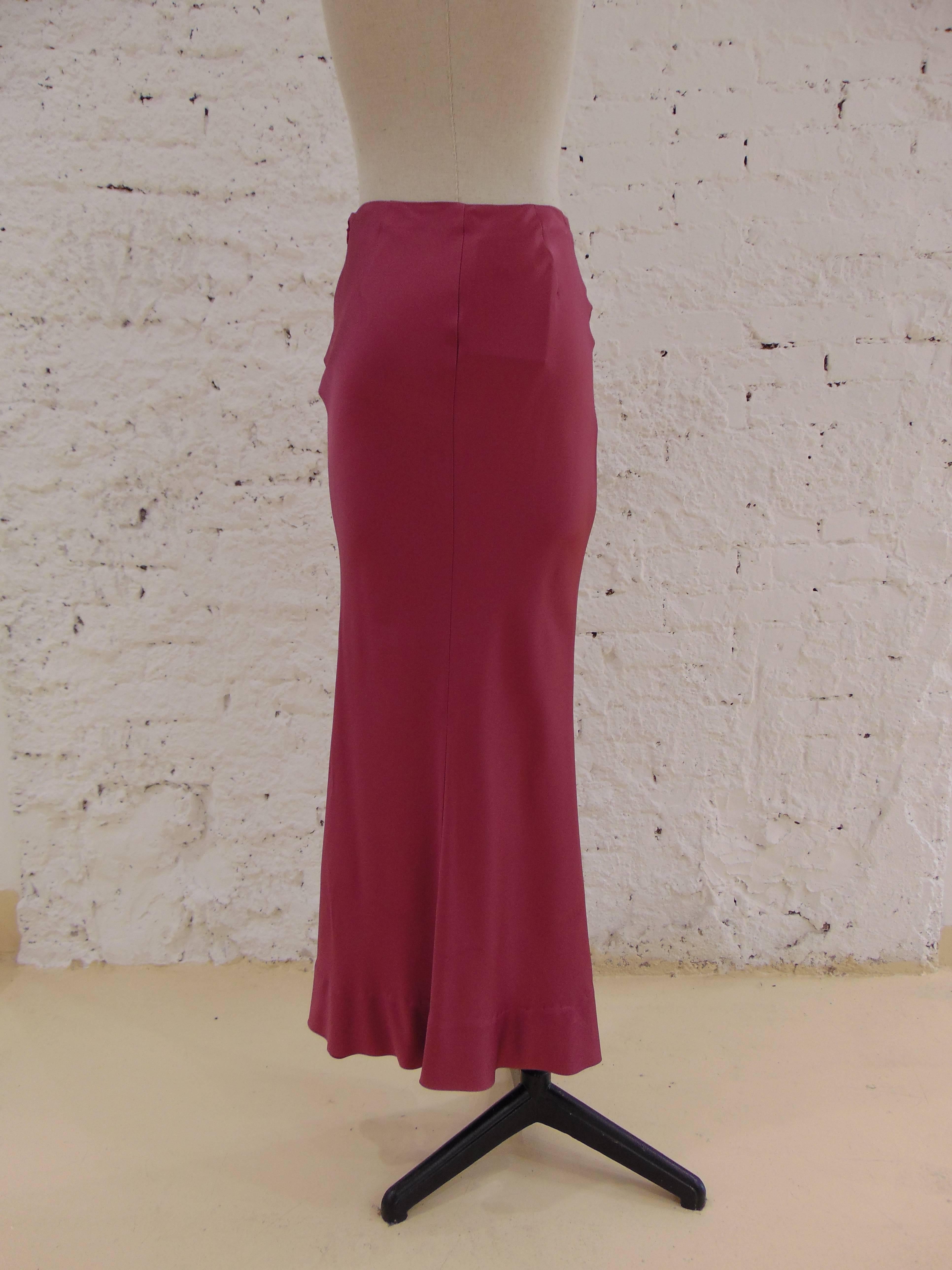 pink silk maxi skirt