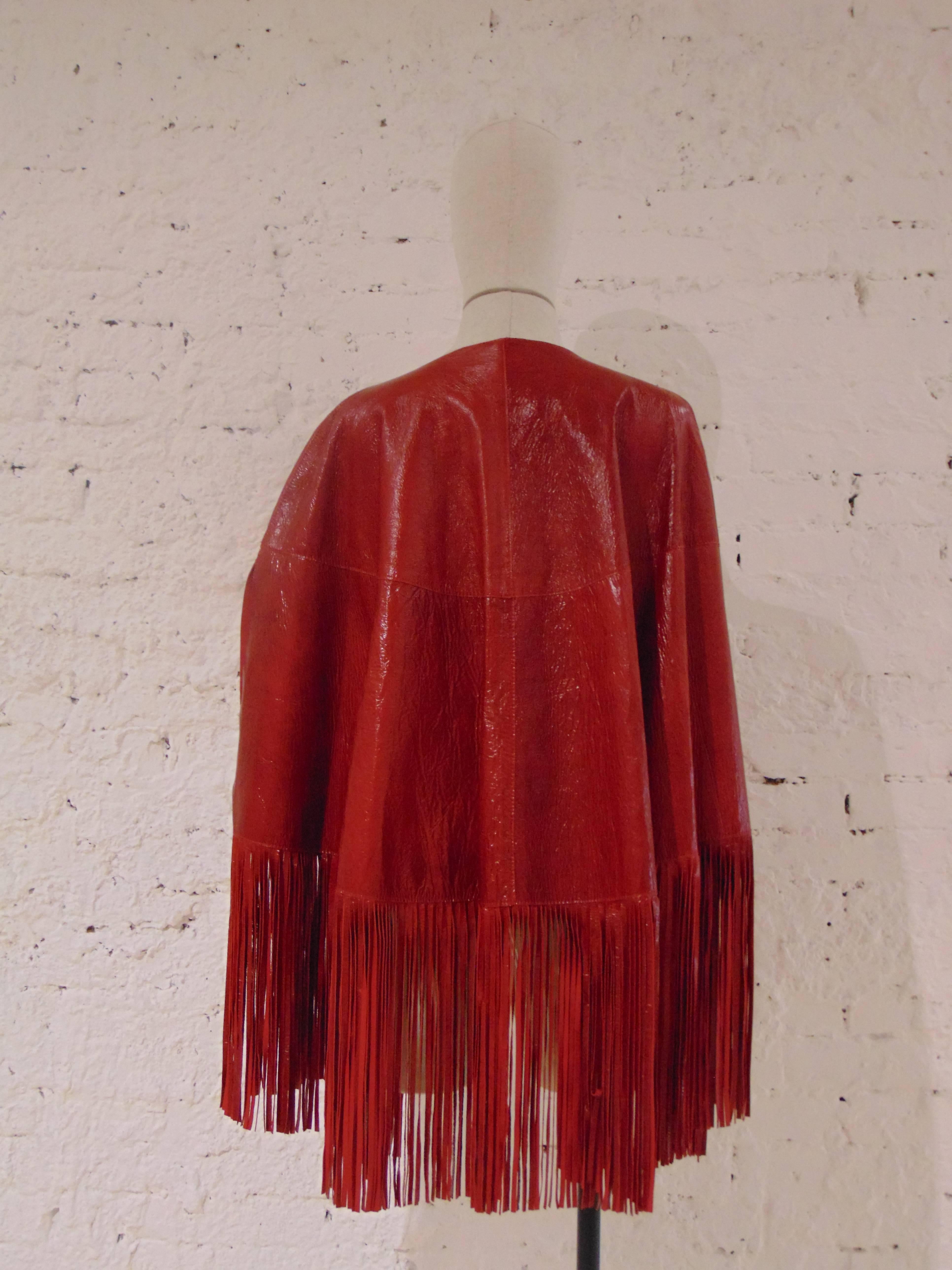 Red Leitmotiv unworn NWOT real leather red fringes jacket