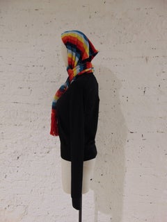 Love Moschino black wool cardigan multicolour scarf