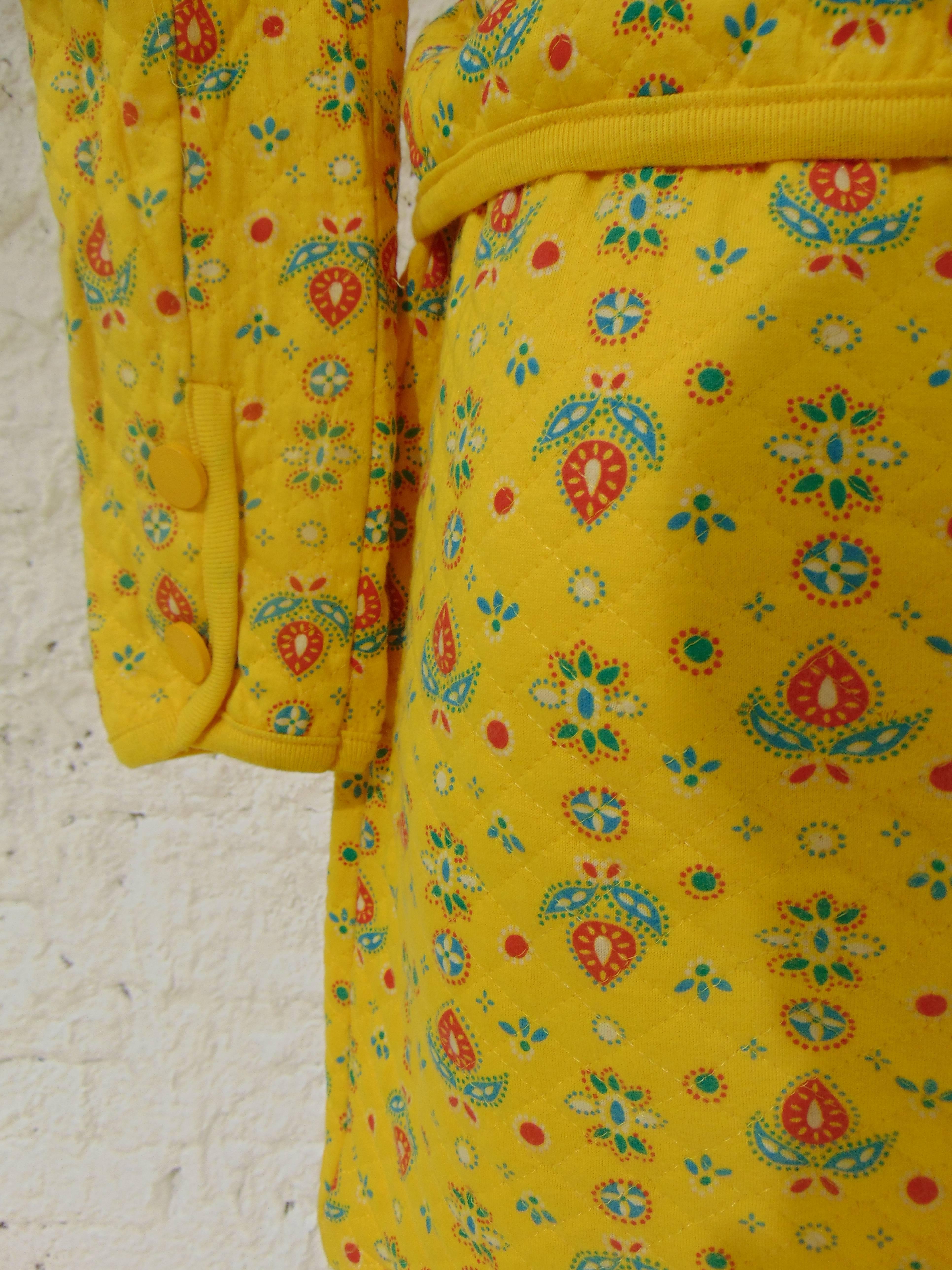 Yves Saint Laurent Variation Cotton yellow flowers skirt suit For Sale 1