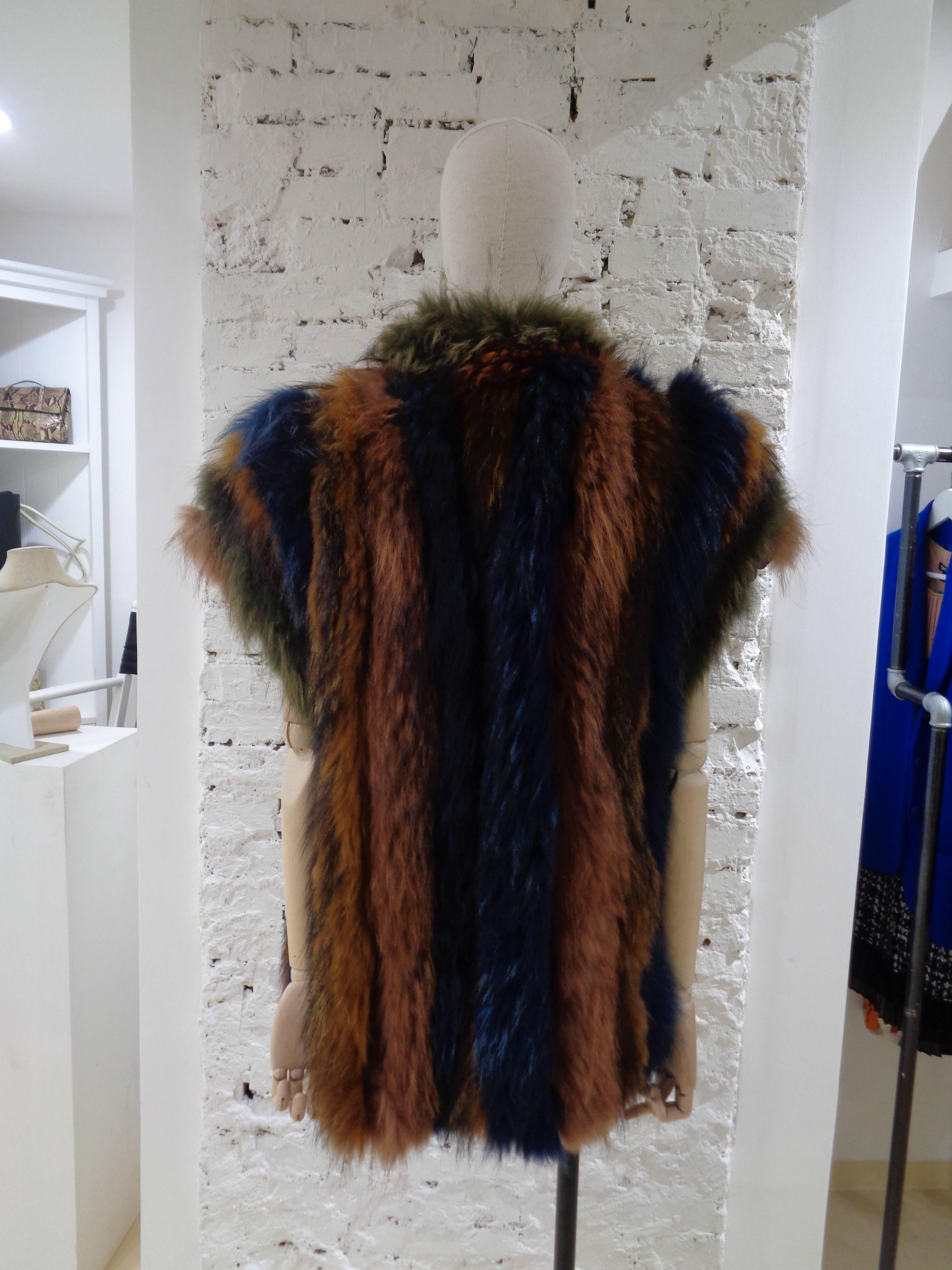 Cettina Fusco multicoloured ECO FUR Gilet  4