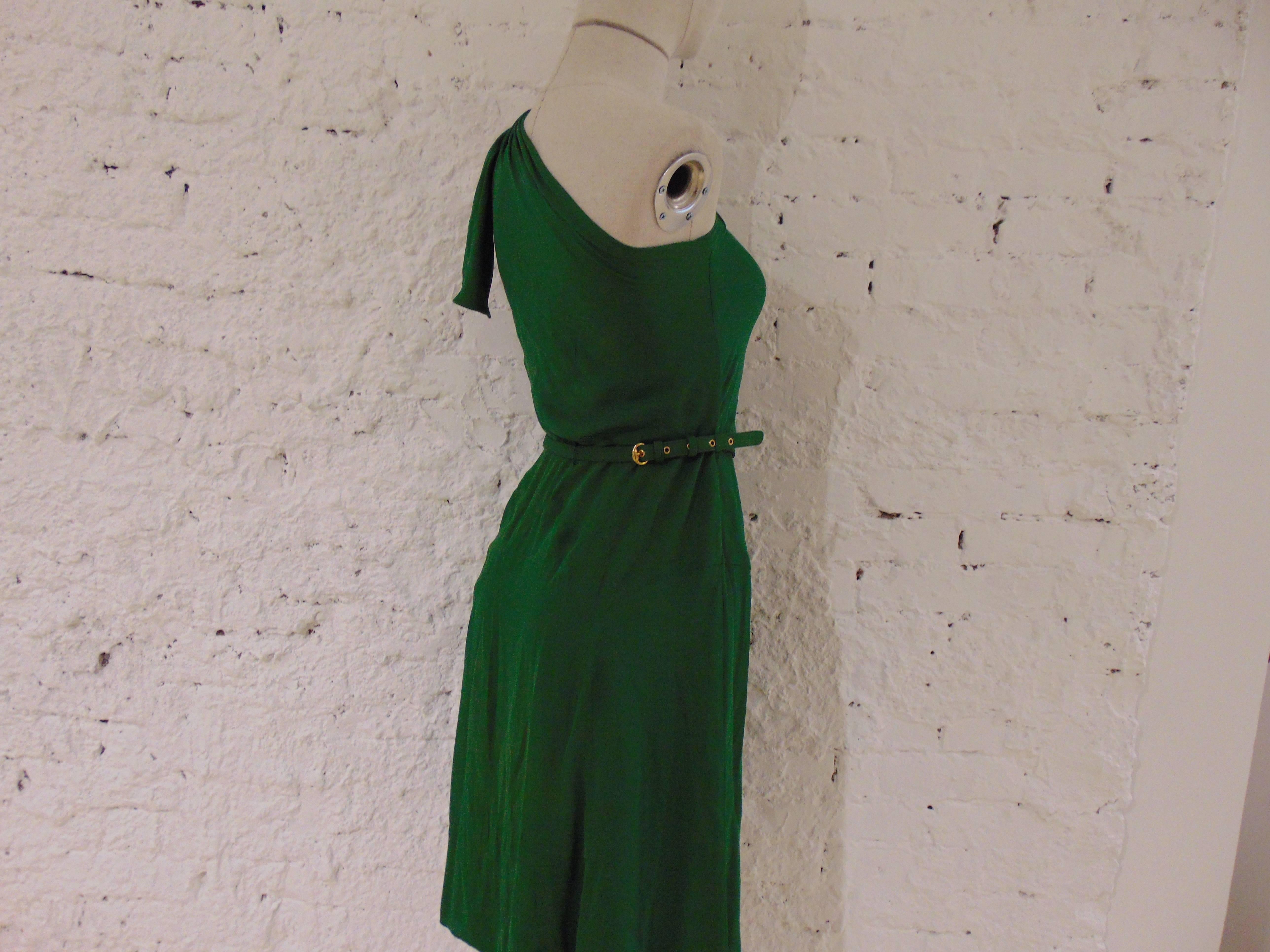 Women's 2004 Gucci green silk dress with belt