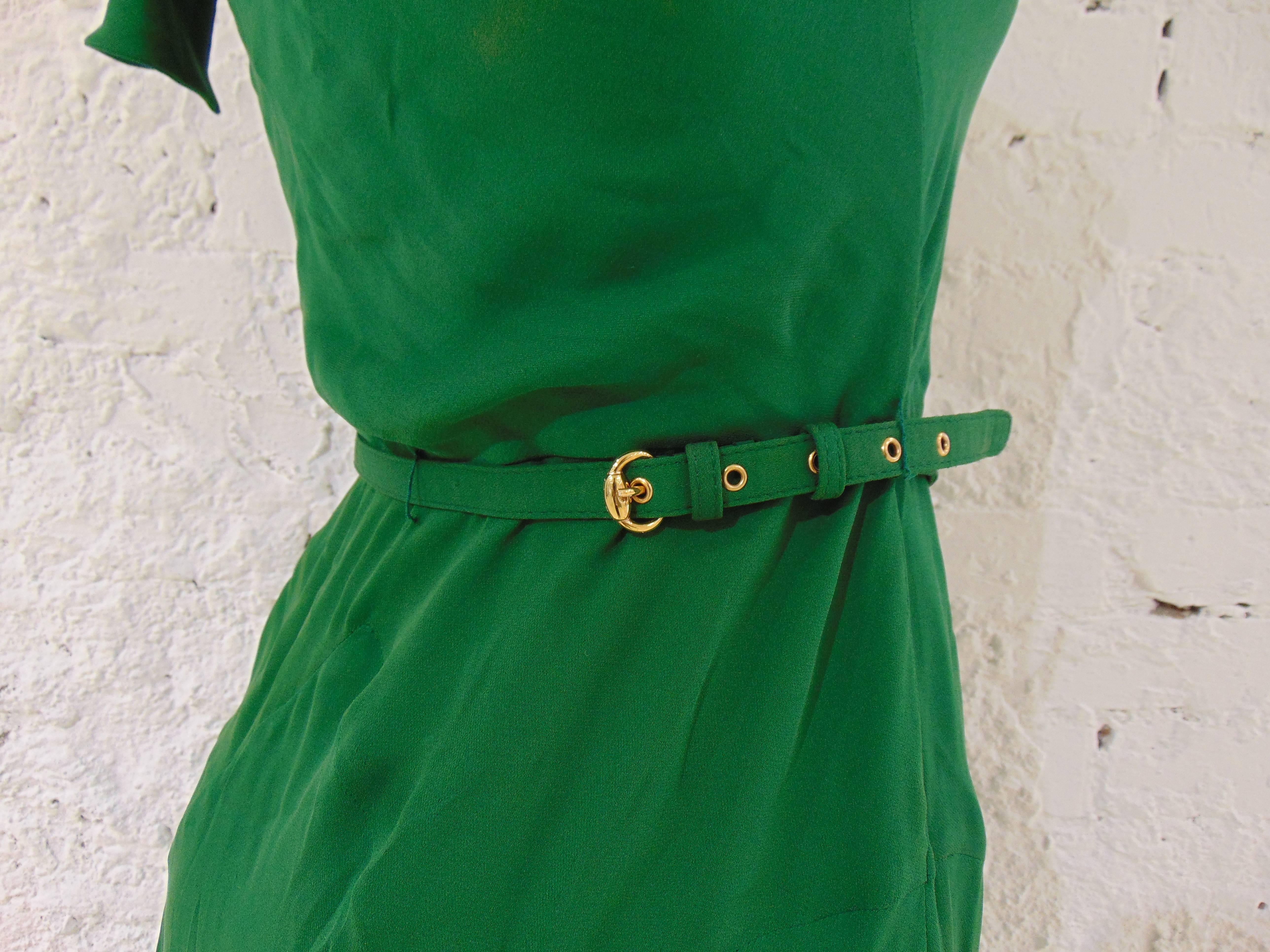 2004 Gucci green silk dress with belt 1