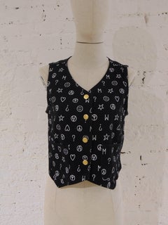 Moschino Jeans black & white peace cotton gilet