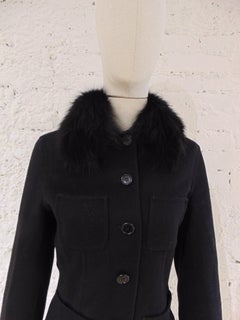 Loro Piana black wool cachemire fox fur Jacket