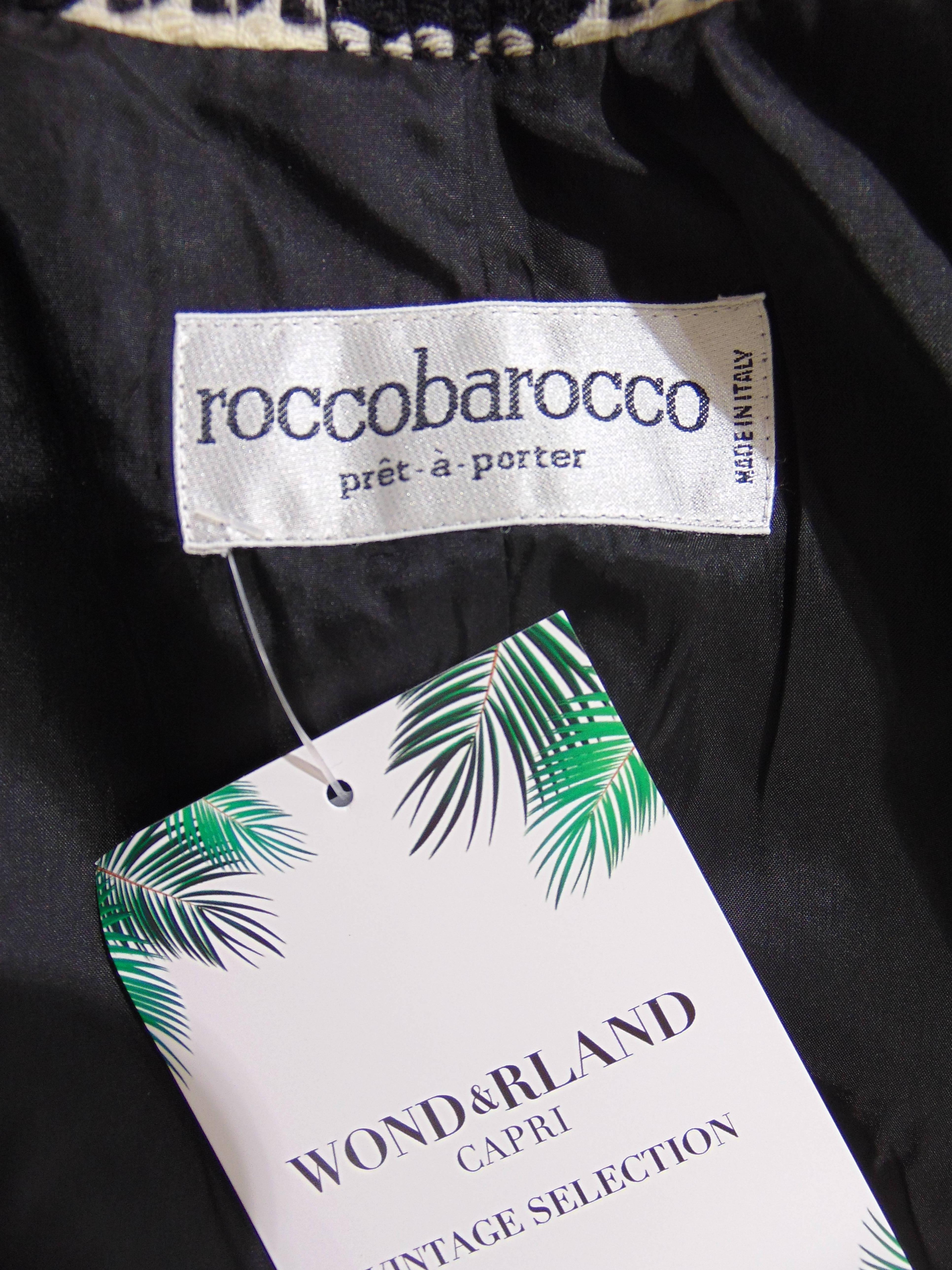 Black Roccobarocco black white wool jacket For Sale