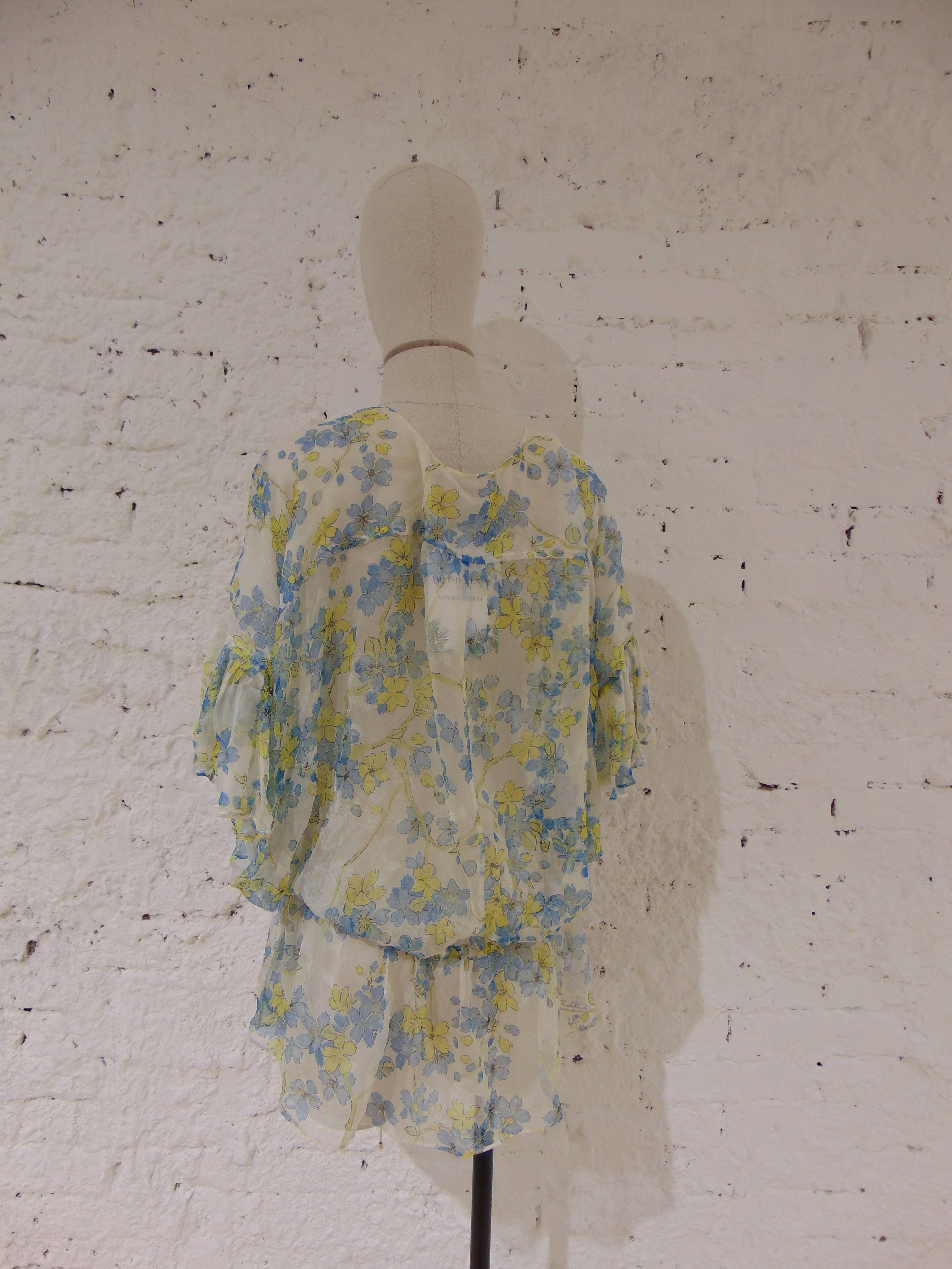 Roberto Cavalli see through flowers silk blouse 3